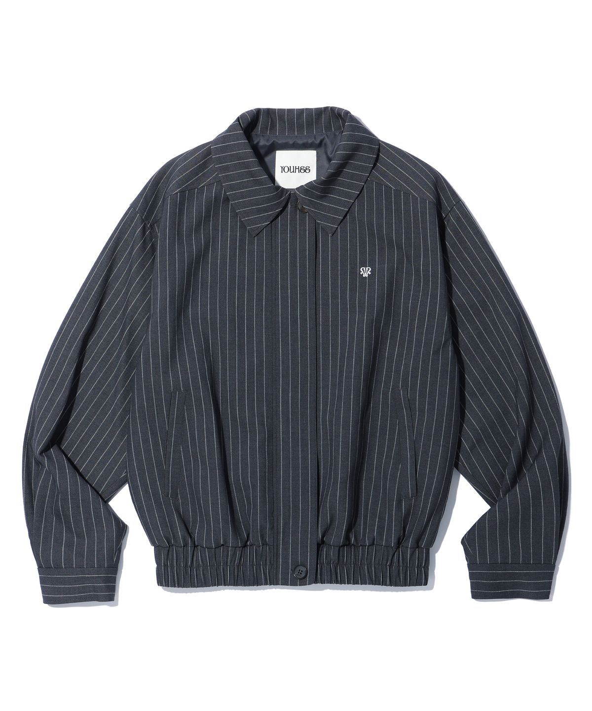 유희(YOUHEE) PIN STRIPE BOMBER JACKET CHARCOAL