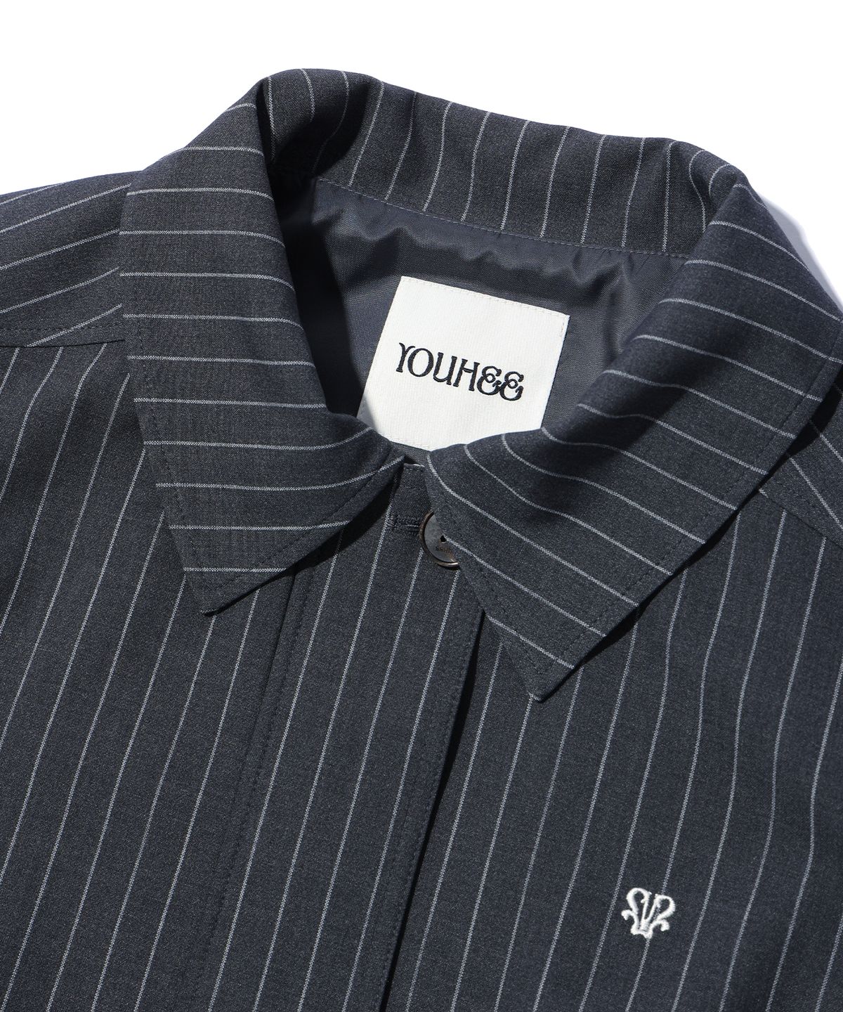 유희(YOUHEE) PIN STRIPE BOMBER JACKET CHARCOAL