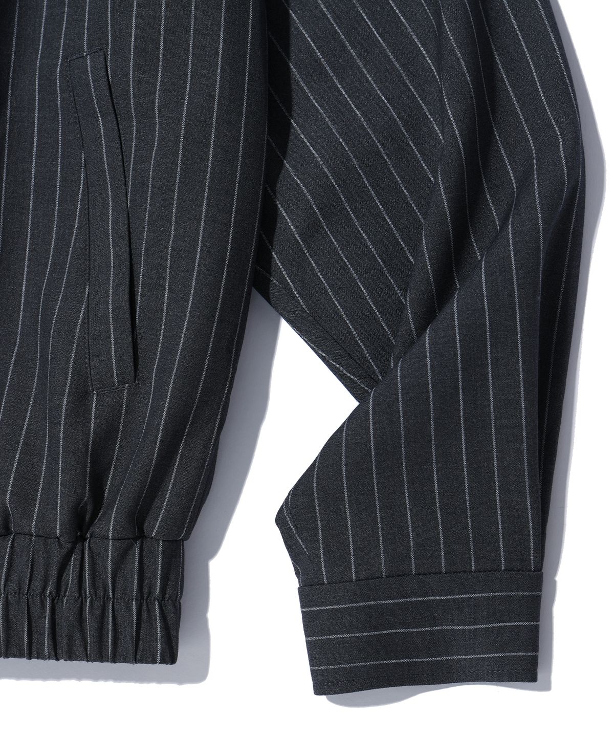유희(YOUHEE) PIN STRIPE BOMBER JACKET CHARCOAL