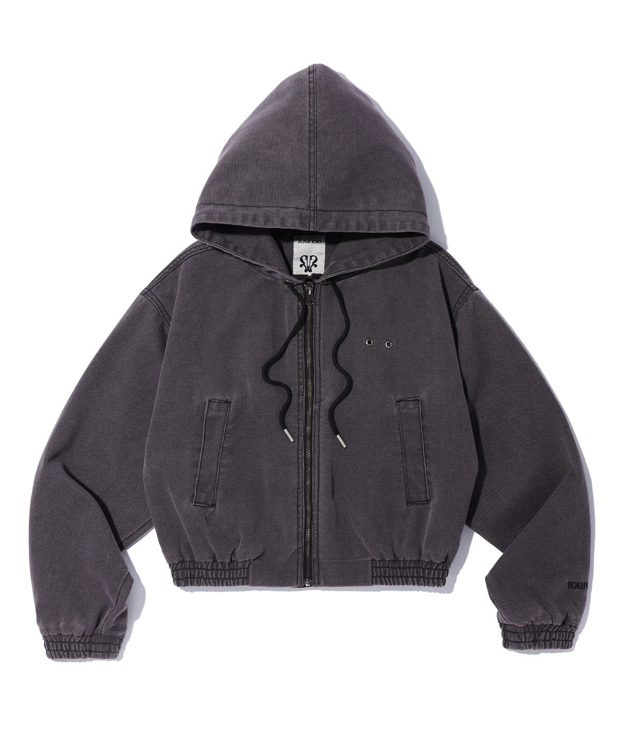 유희(YOUHEE) WASHED DENIM HOODIE JUMPER CHARCOAL