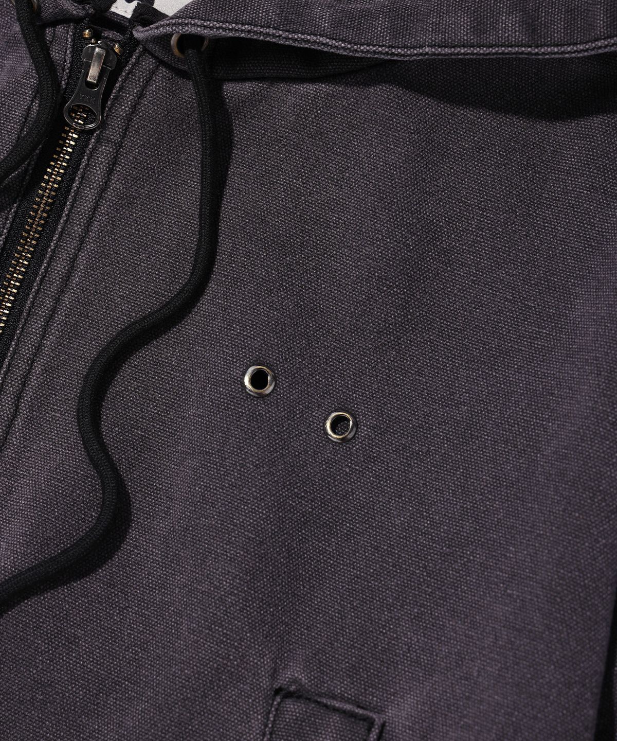 유희(YOUHEE) WASHED DENIM HOODIE JUMPER CHARCOAL