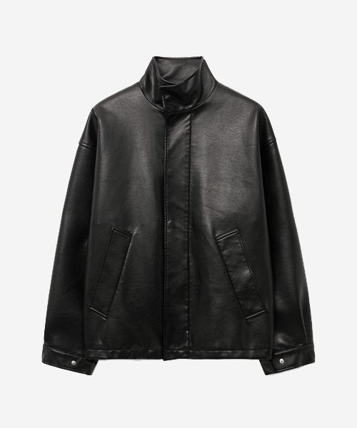 MUSINSA公式 | VTWO ウォッシュドハイネックレザーボマージャケット_