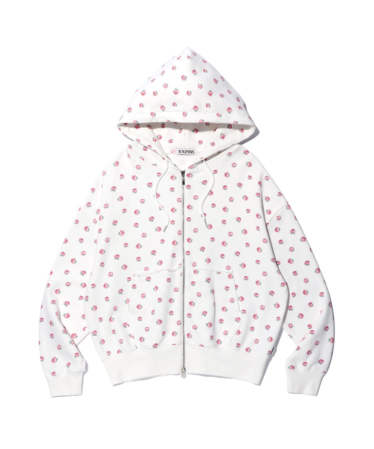 유희(YOUHEE) FLOWER PATTERN HOOD ZIP-UP WHITE