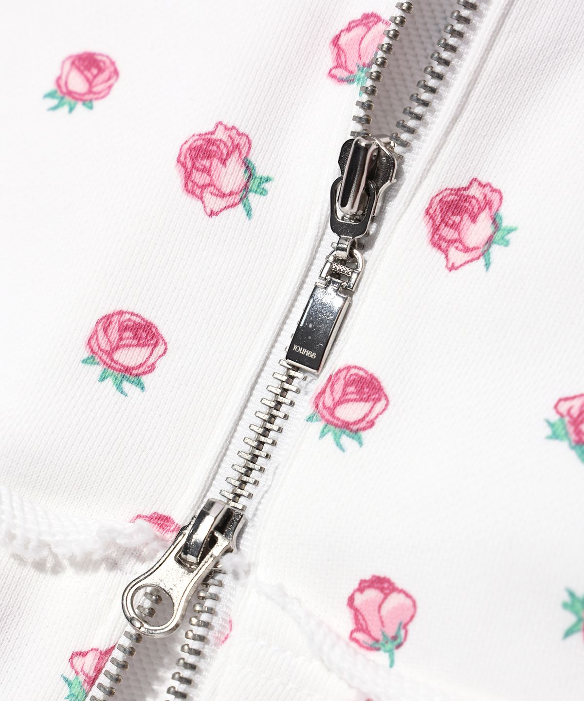 유희(YOUHEE) FLOWER PATTERN HOOD ZIP-UP WHITE