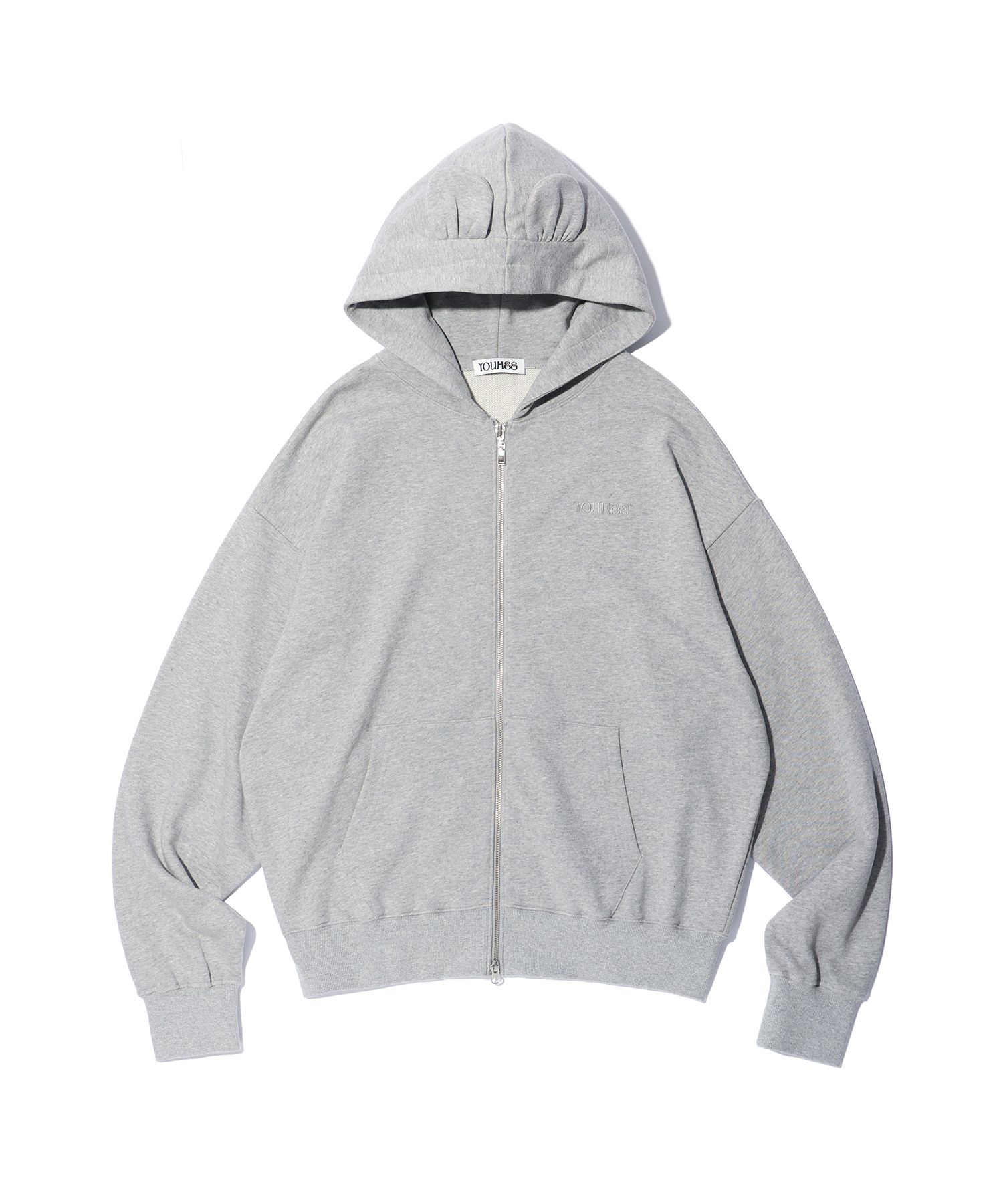 ★YOUHEE★ YOUHEE EAR DETAILED HOODIE ZIPUP MELANGE GREY YHH MUSINSA公式 | YOUHEE YOUHEE EAR DETAILED HOODIE ZIP-UP