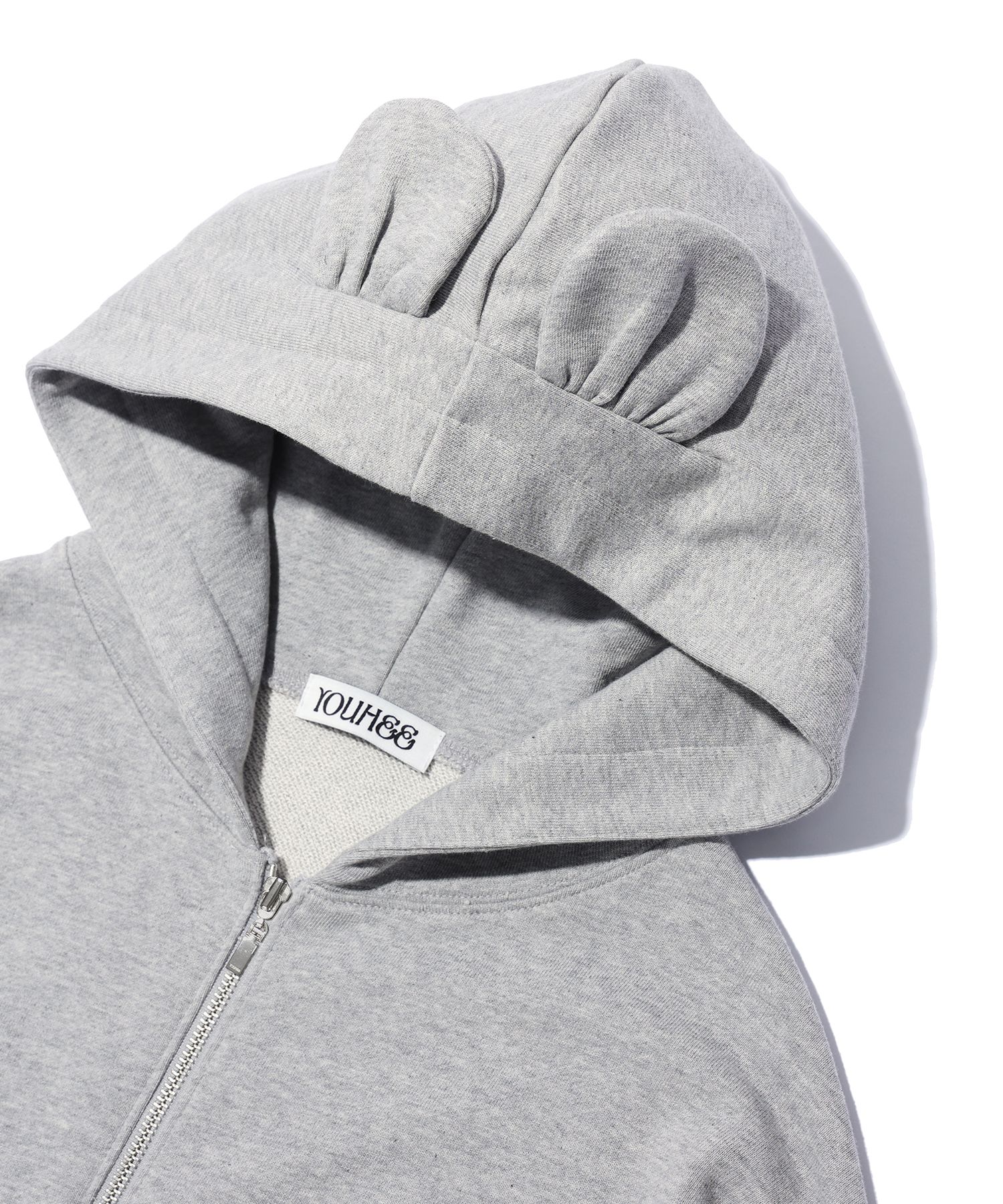 ★YOUHEE★ YOUHEE EAR DETAILED HOODIE ZIPUP MELANGE GREY YHH MUSINSA公式 | YOUHEE YOUHEE EAR DETAILED HOODIE ZIP-UP