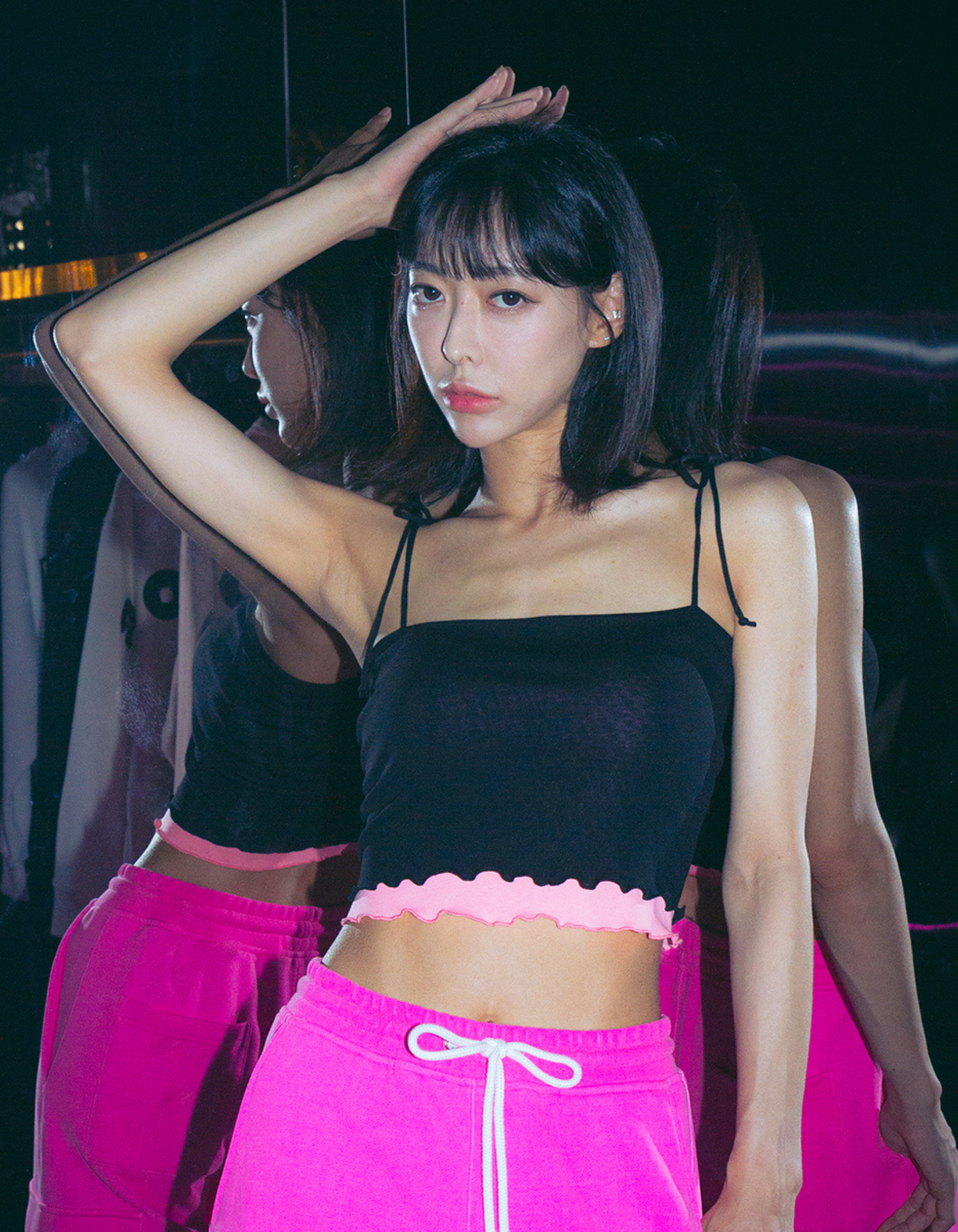 워독(WARDOG) 스파게티 스트랩 레이어드 탱크탑 블랙