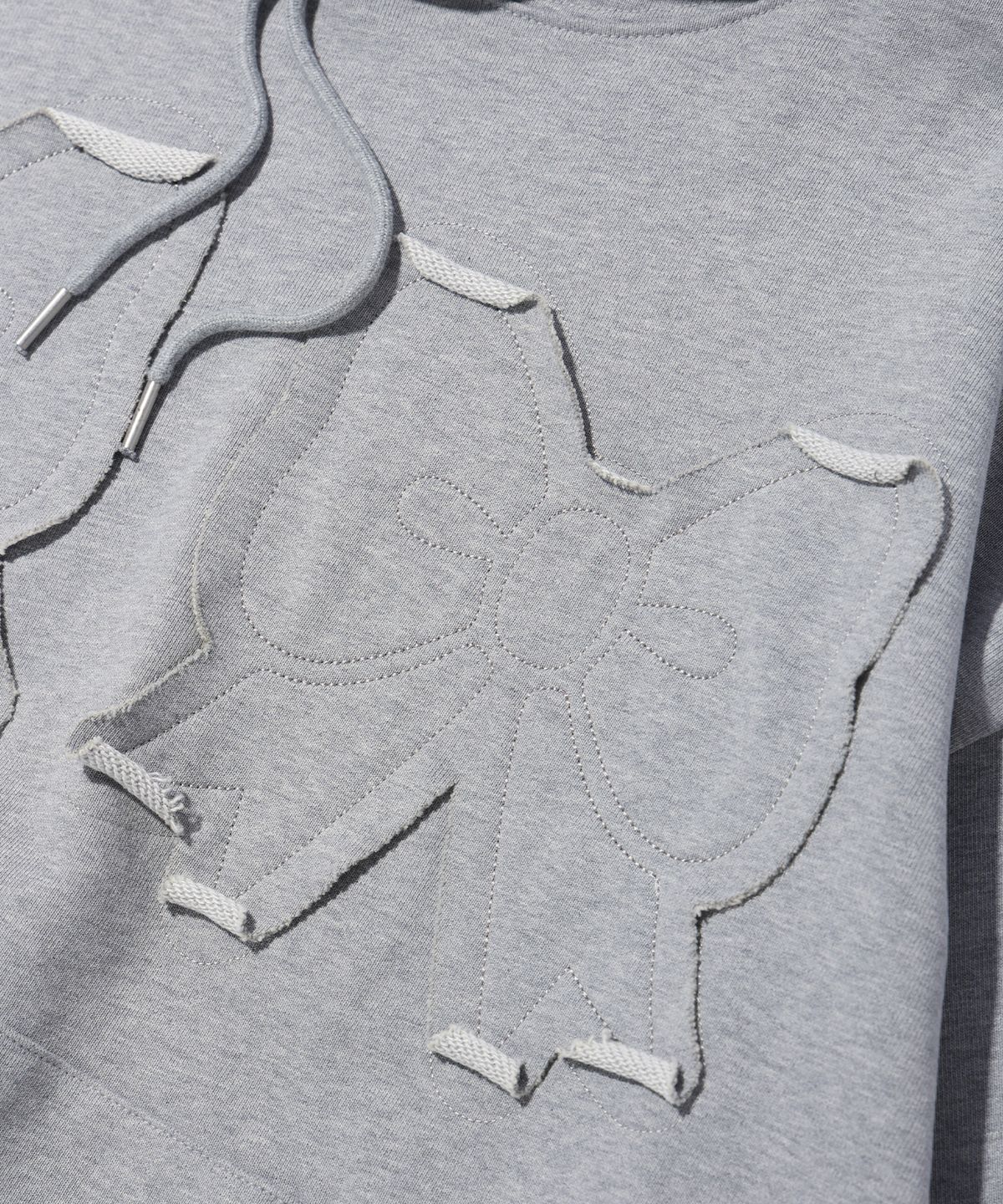 유희(YOUHEE) YOUHEE RIBBON HOODIE MELANGE GREY