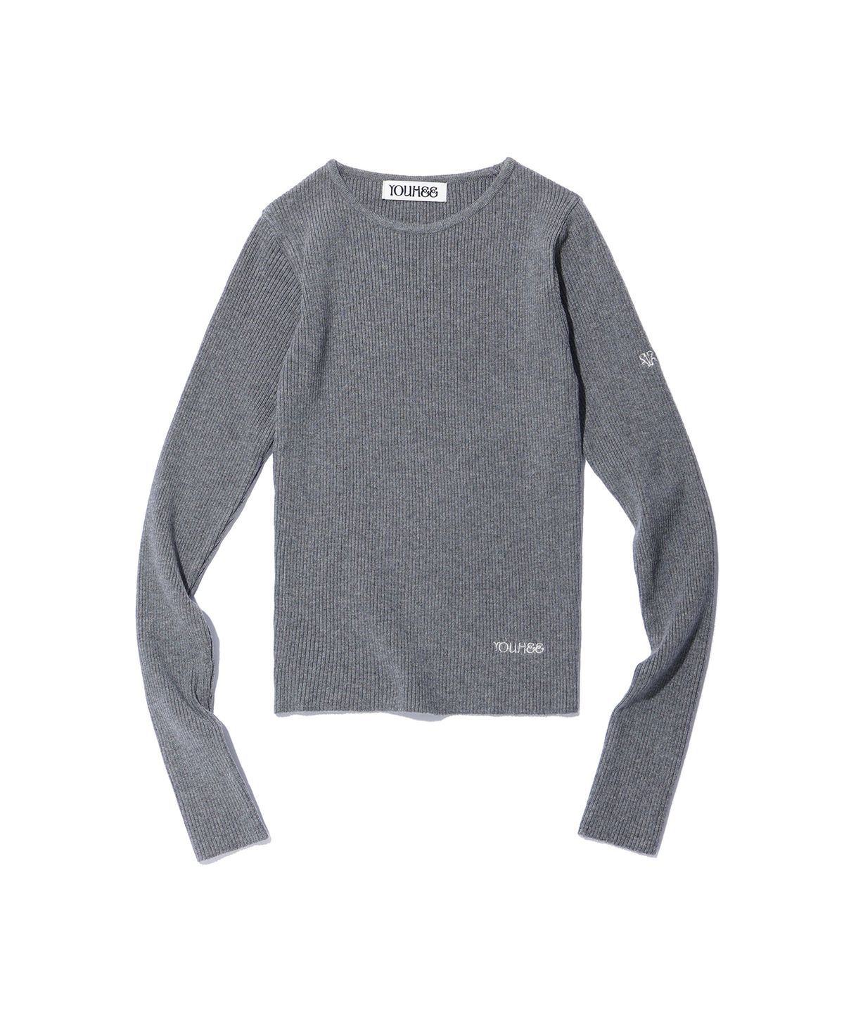 유희(YOUHEE) BASIC LOGO KNIT MELANGE GREY