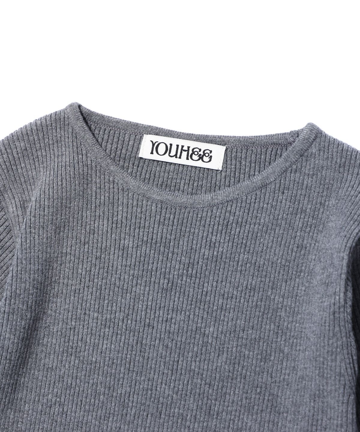 유희(YOUHEE) BASIC LOGO KNIT MELANGE GREY