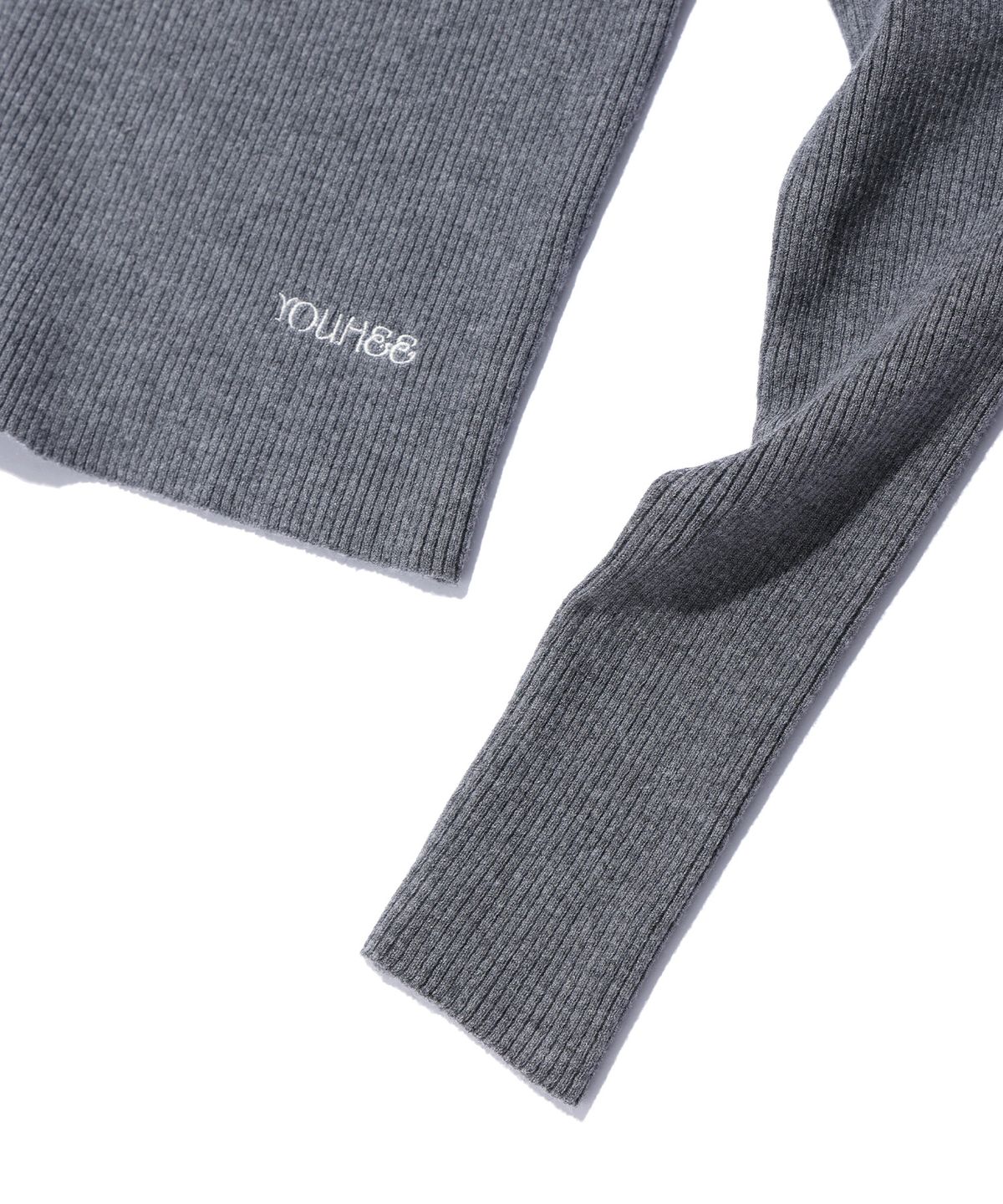 유희(YOUHEE) BASIC LOGO KNIT MELANGE GREY