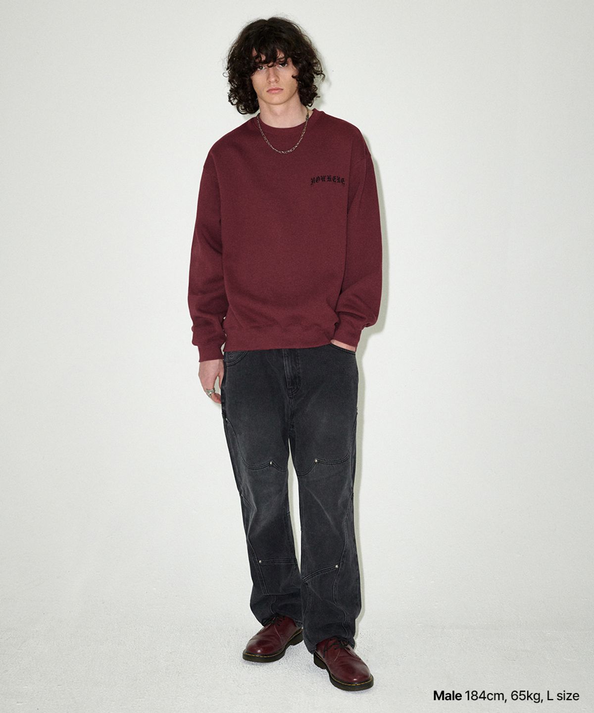마하그리드(MAHAGRID) BACK NOWHERE SWEATSHIRT MAROON(MG2EFMM453A)