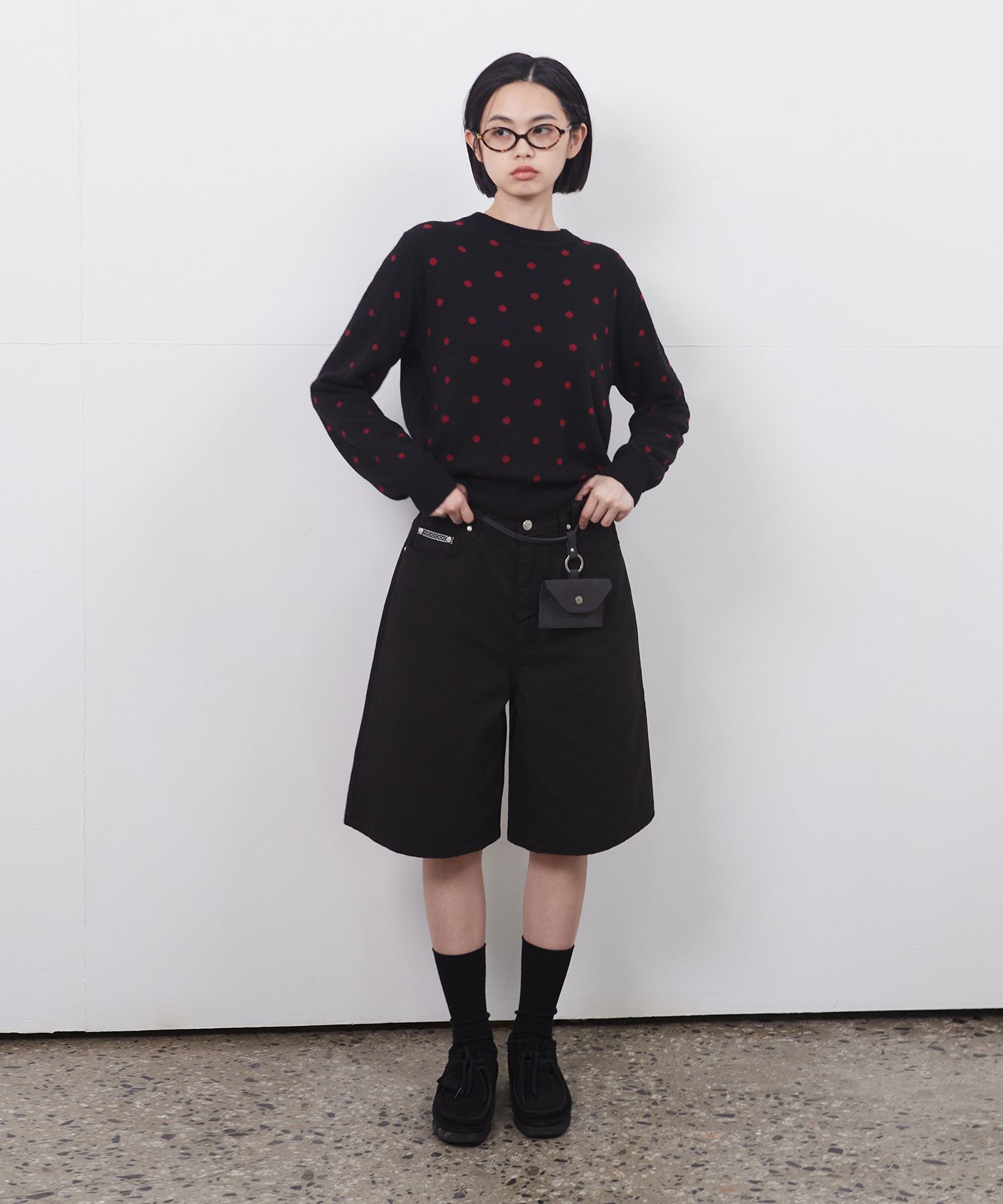 MUSINSA公式 | OHESHIO CASHMERE DOT KNIT, BLACK RED