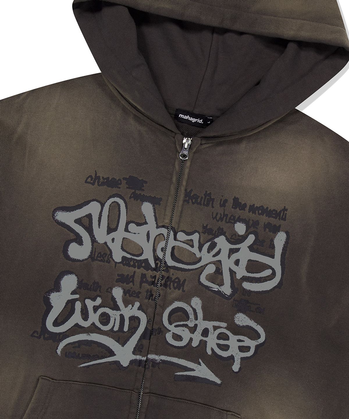 마하그리드(MAHAGRID) SPRAY GRAFFITI ZIP UP HOODIE CHARCOAL(MG2EFMM493A)