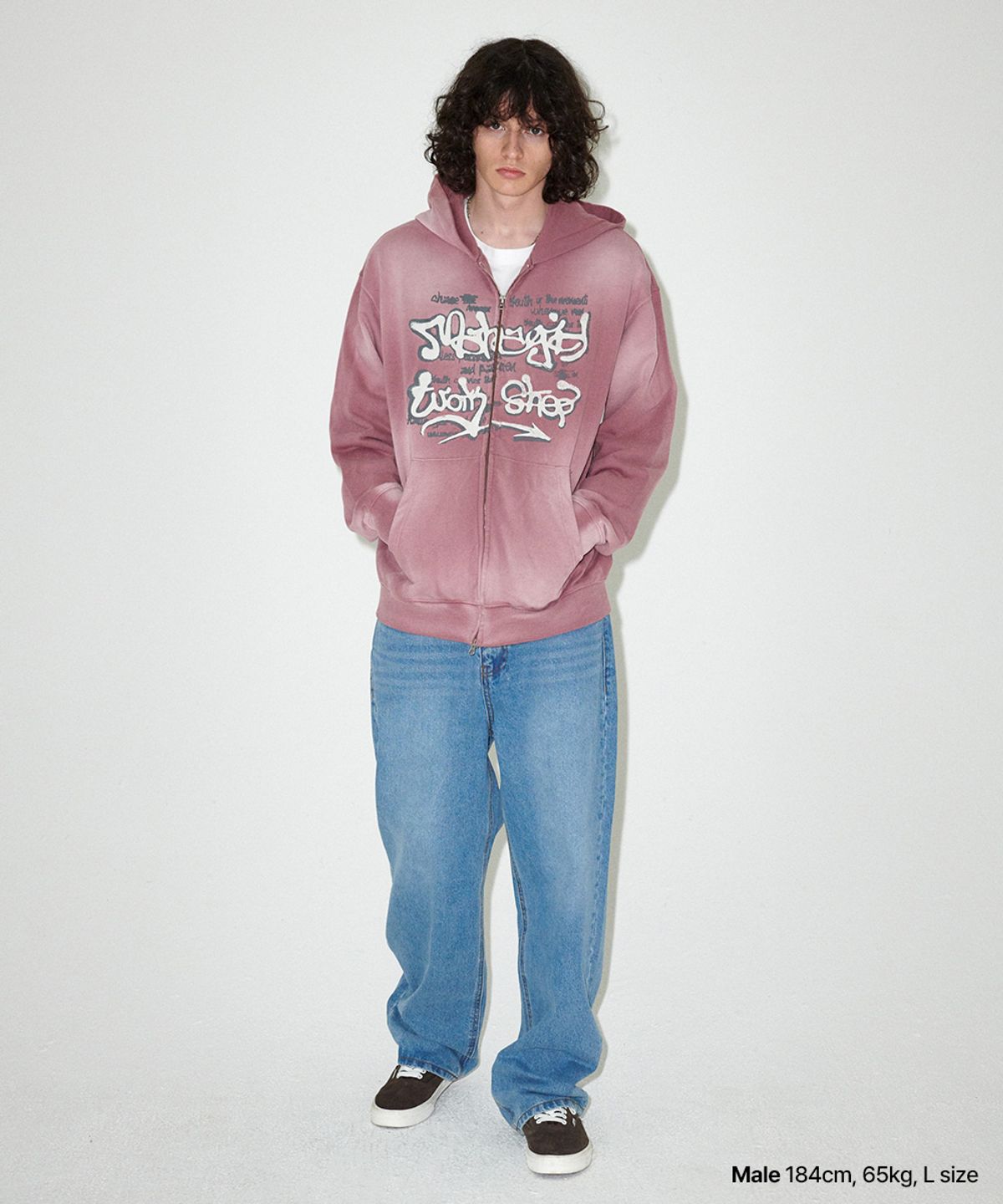 마하그리드(MAHAGRID) SPRAY GRAFFITI ZIP UP HOODIE PINK(MG2EFMM493A)
