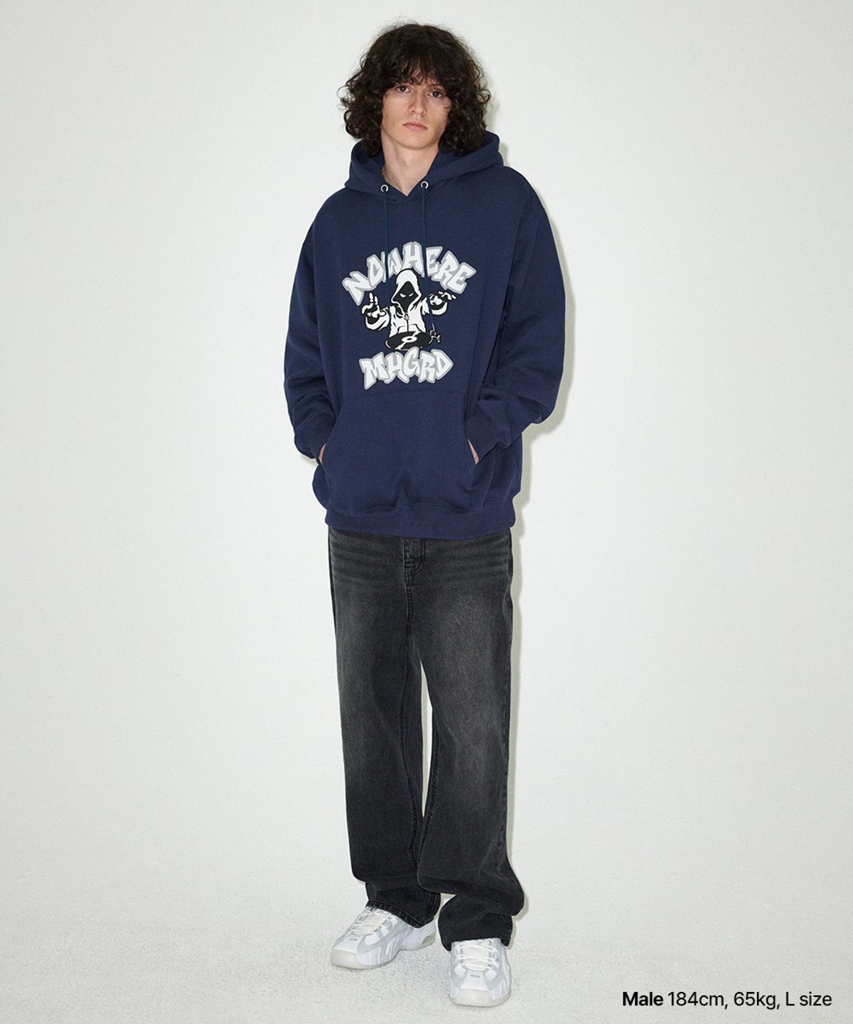 마하그리드(MAHAGRID) NOWHERE DJ HOODIE NAVY(MG2EFMM420A)