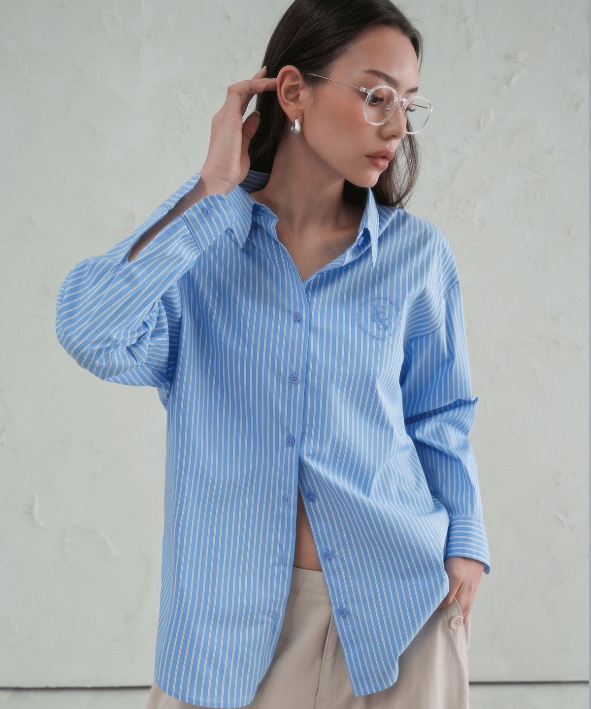 비바셔스(VIVACIOUS) Ciel Unbalance Stripe Shirt - 2COL