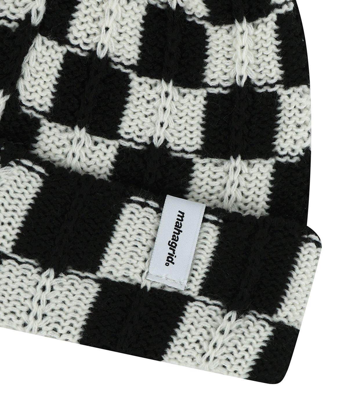 마하그리드(MAHAGRID) CHECKERBOARD BEANIE WHITE/BLACK(MG2EFMAB37A)