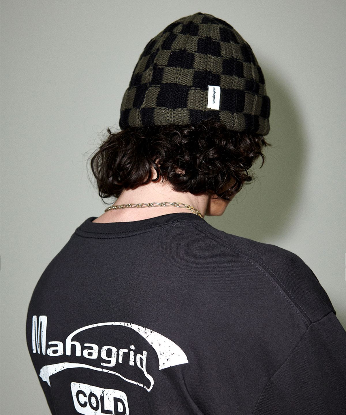 마하그리드(MAHAGRID) CHECKERBOARD BEANIE OLIVE/BLACK(MG2EFMAB37A)