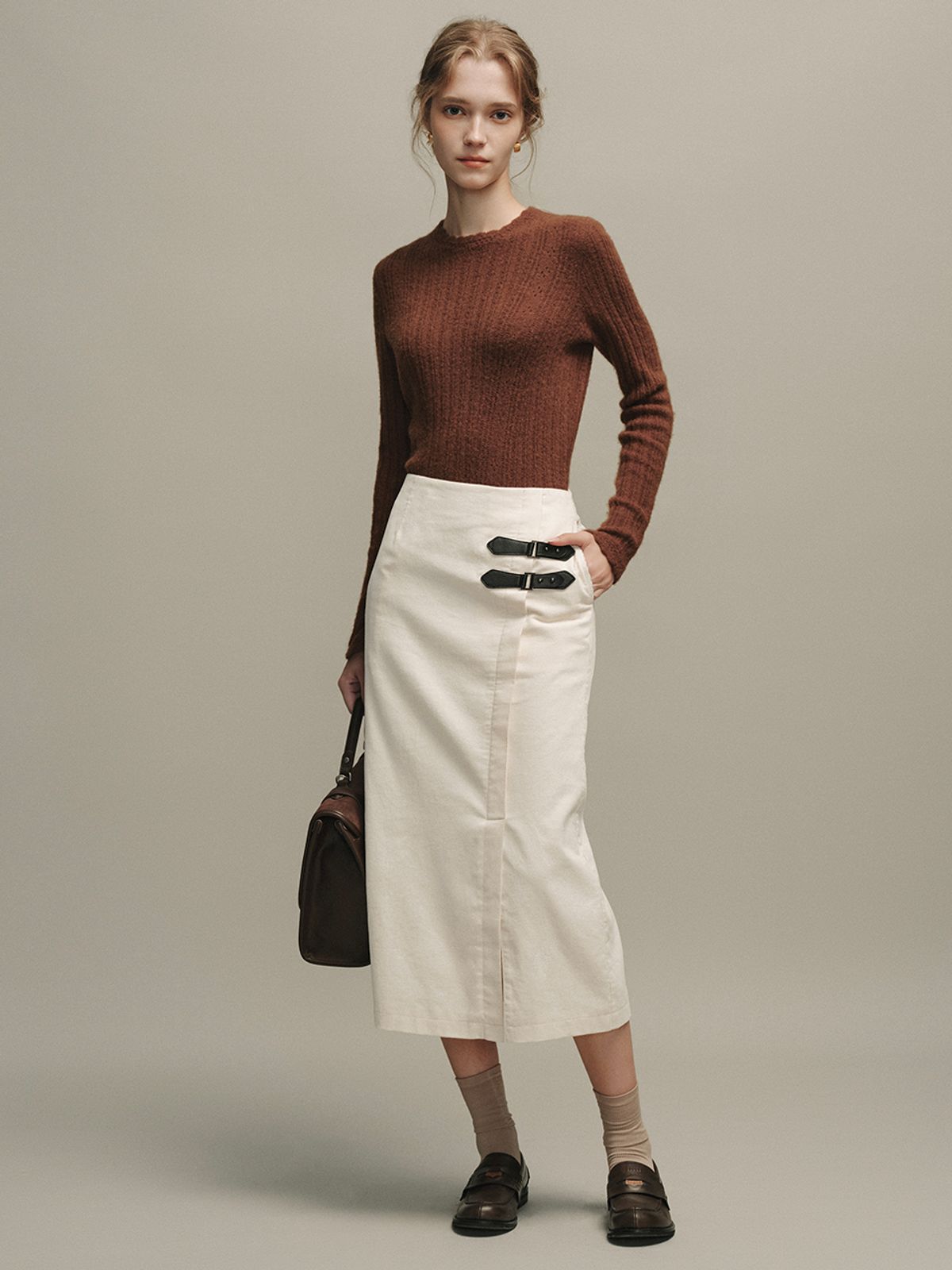 르니나(LENINA) BETH woolen wave neck knit_BROWN