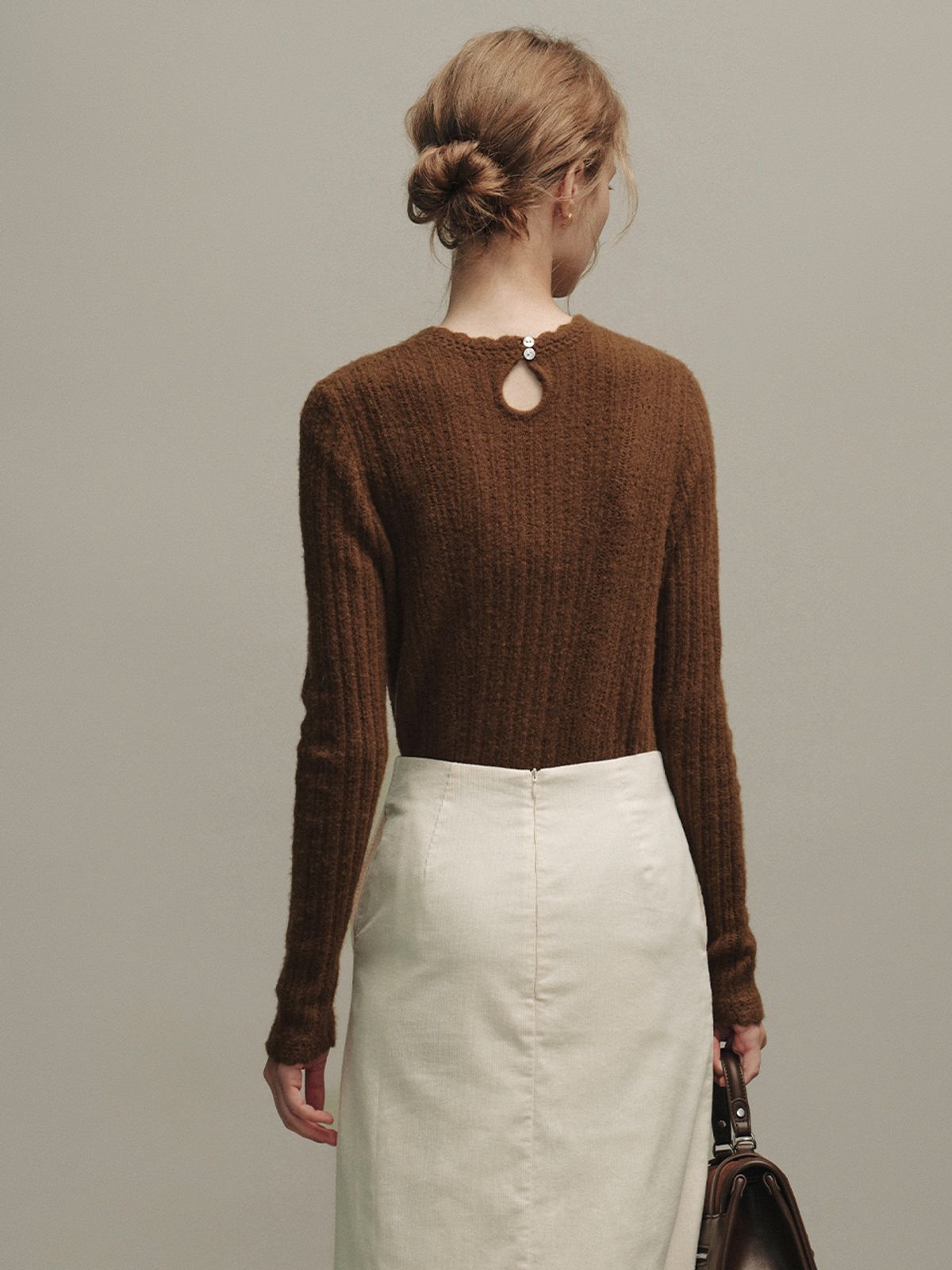 르니나(LENINA) BETH woolen wave neck knit_BROWN