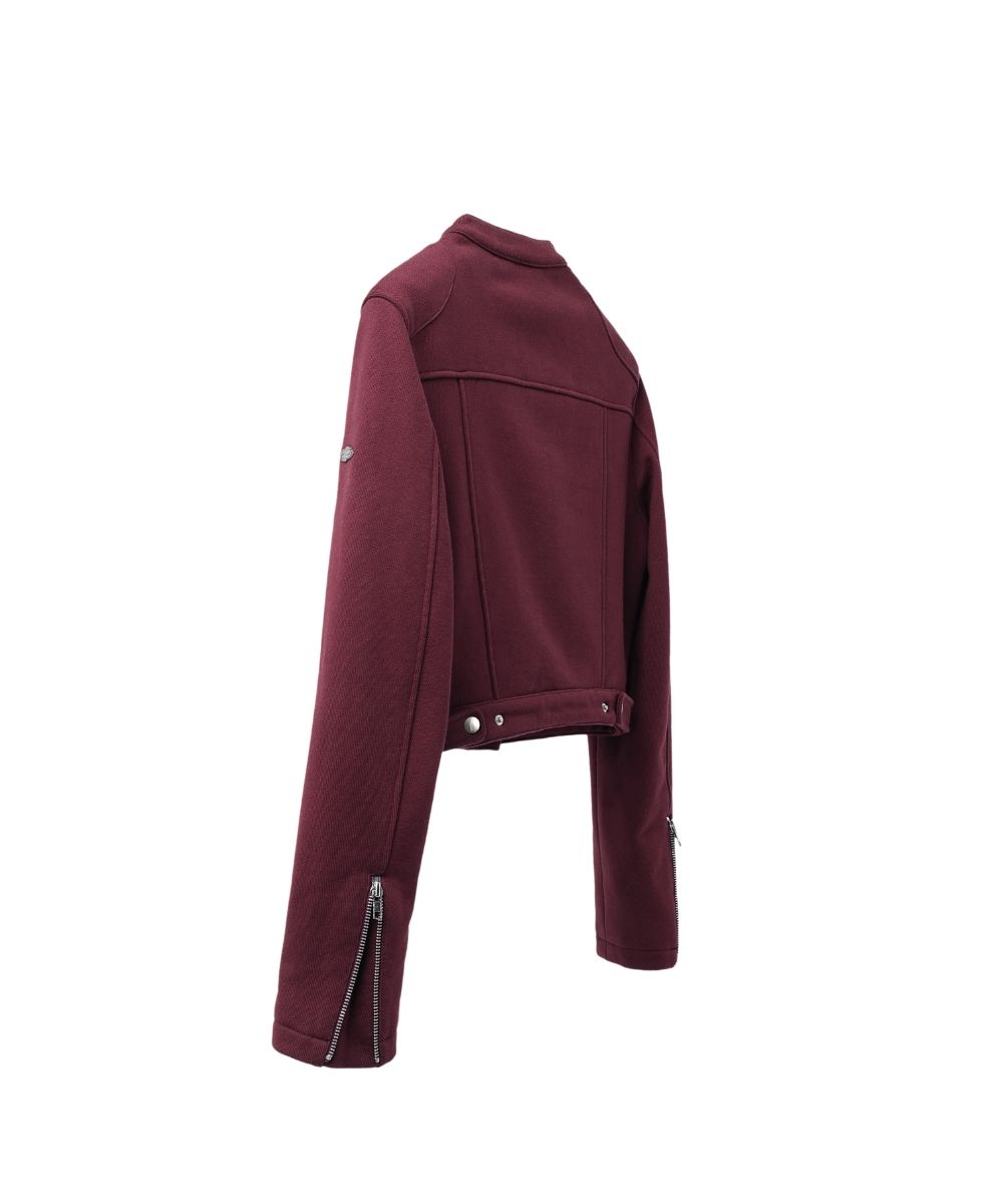 MUSINSA | OPENING PROJECT W Biker Jersey Jacket - Burgundy
