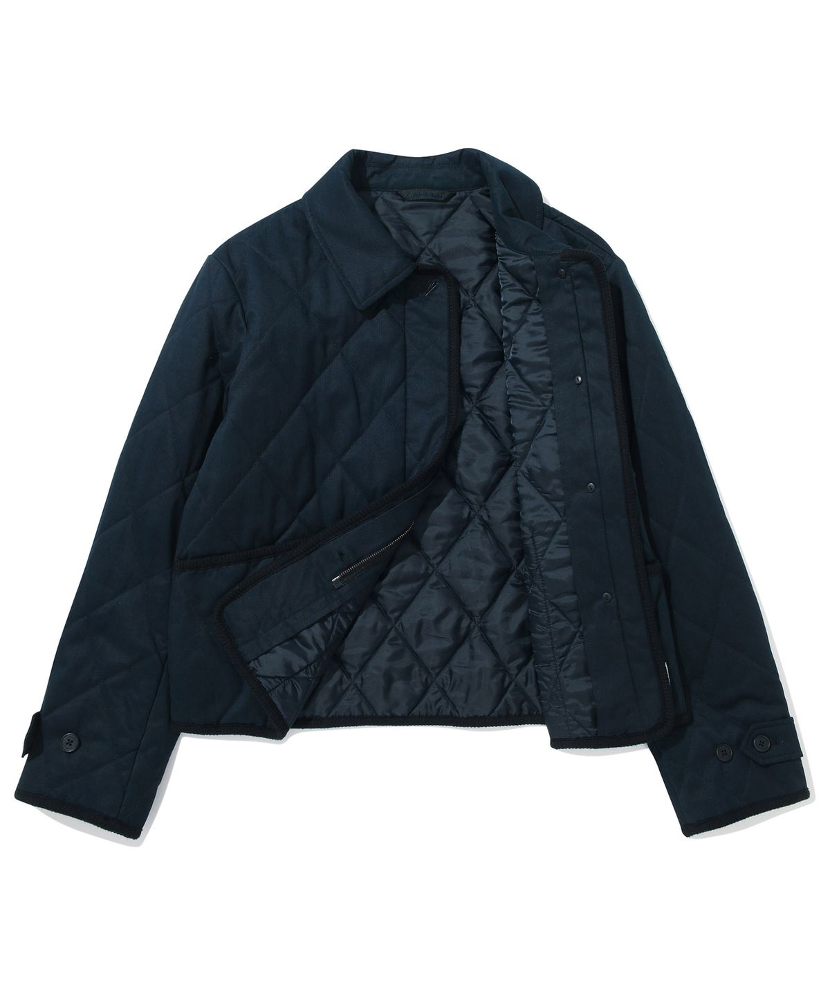 커버낫 우먼(COVERNAT WOMAN) 우먼 카라 퀼팅 자켓 Dark Navy