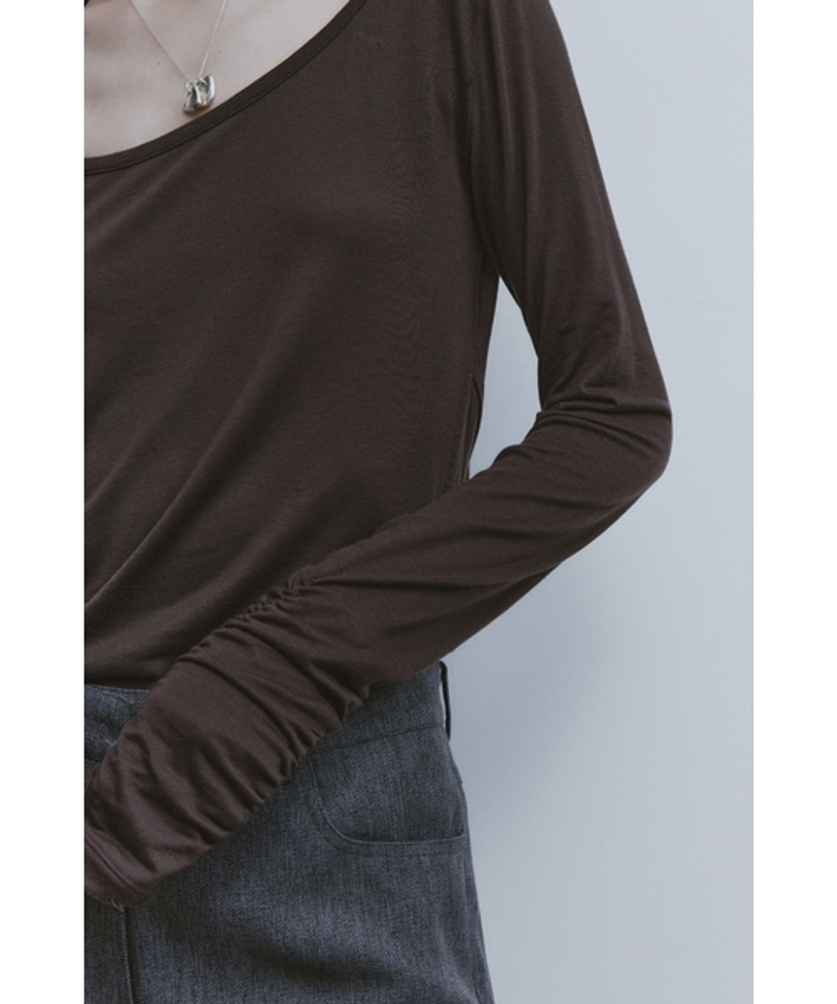 유스(YOUTH) Ballerina long Jersey Top-Brown