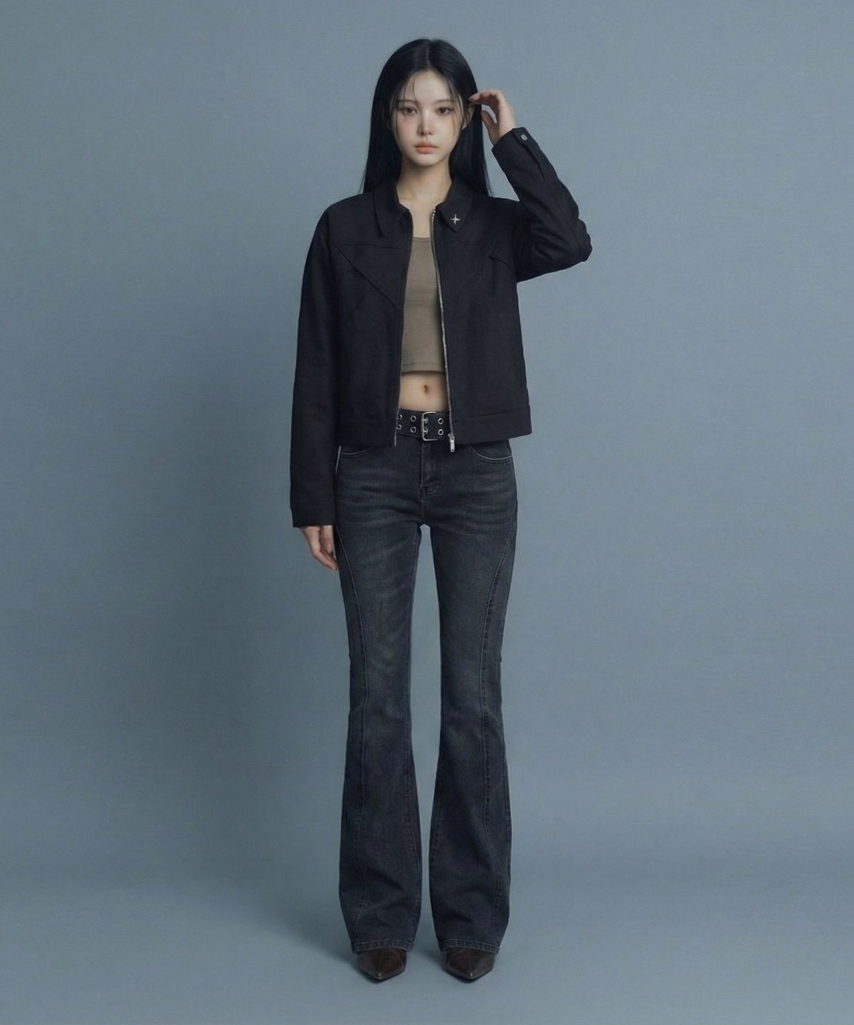 인어데이즈(INADAZE) 우먼스 절개 패턴 자켓 (블랙)