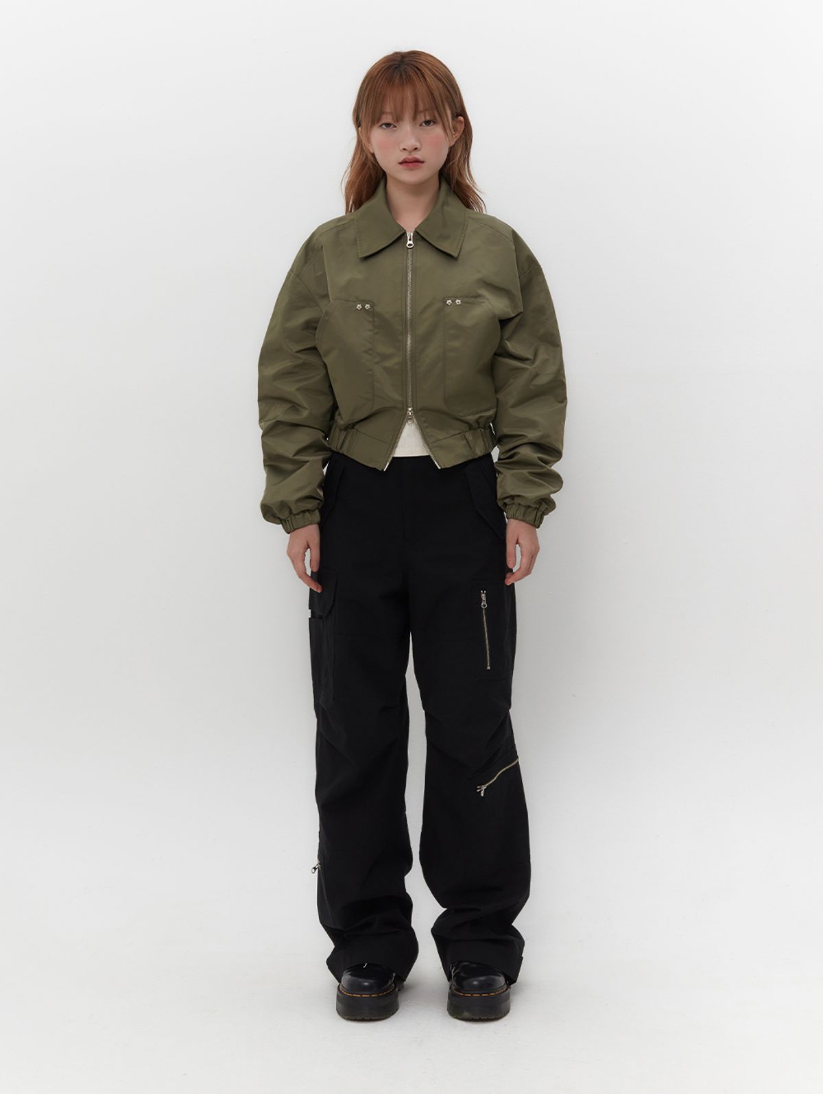 뚜오미오(TUOMIO) RUFFLE BOMBER JACKET [KHAKI]