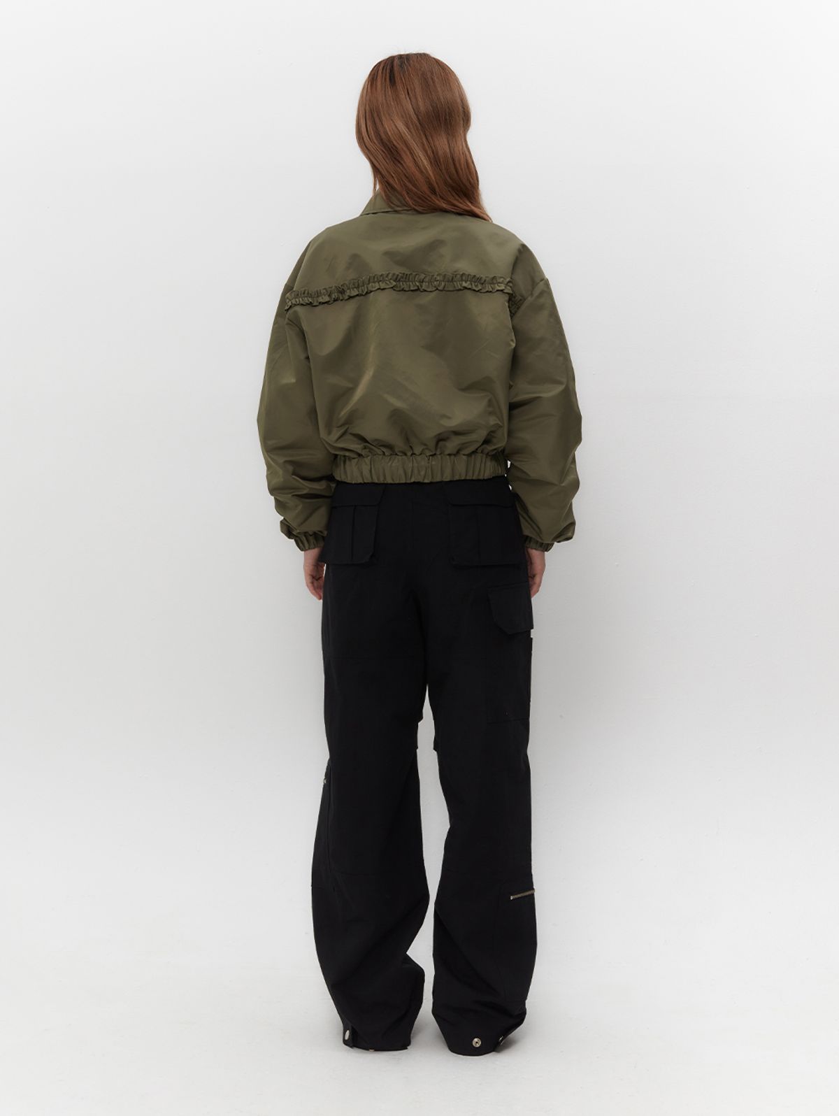 뚜오미오(TUOMIO) RUFFLE BOMBER JACKET [KHAKI]