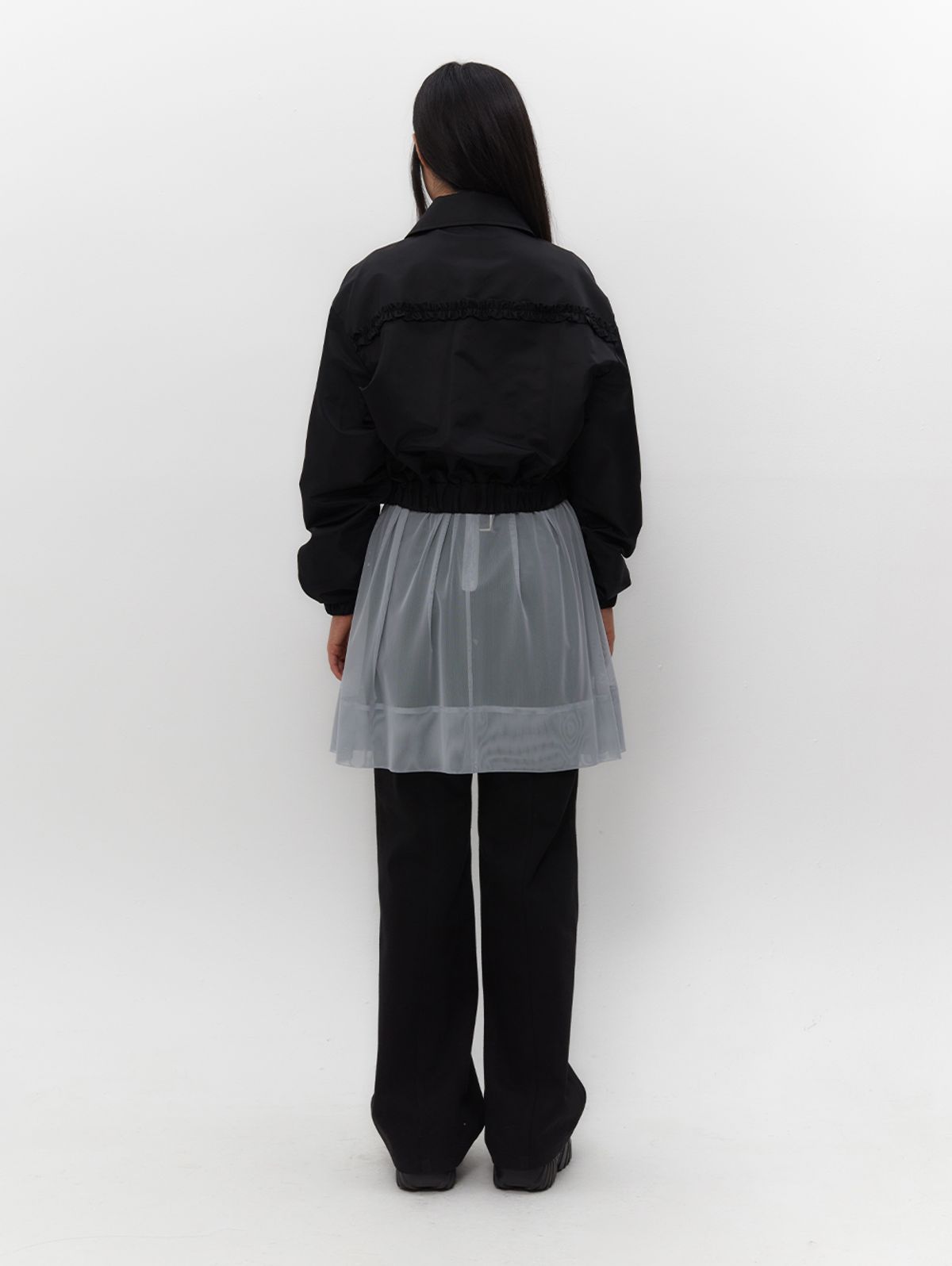 뚜오미오(TUOMIO) RUFFLE BOMBER JACKET [BLACK]