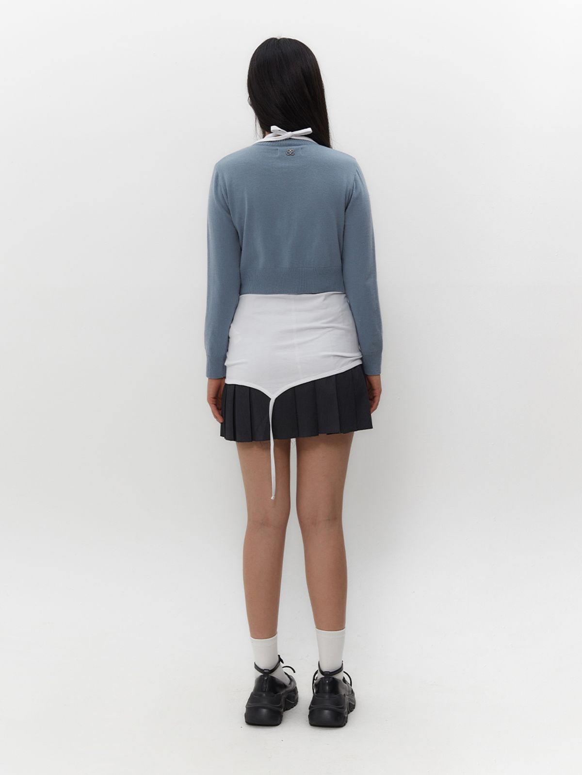 뚜오미오(TUOMIO) BUTTON POINT CARDIGAN [DUSTY BLUE]