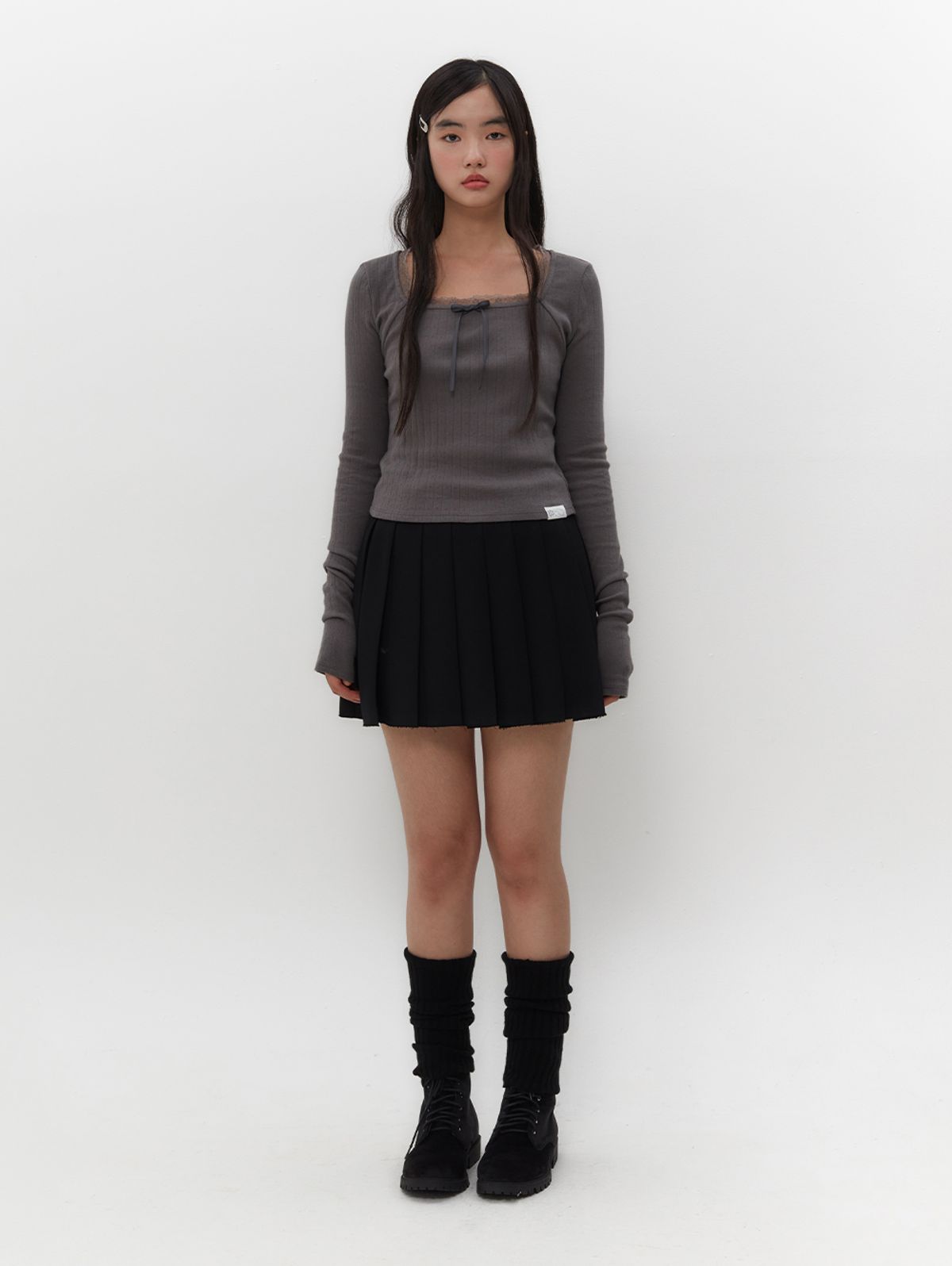 뚜오미오(TUOMIO) POINTELLE LONG SLEEVES [CHARCOAL]