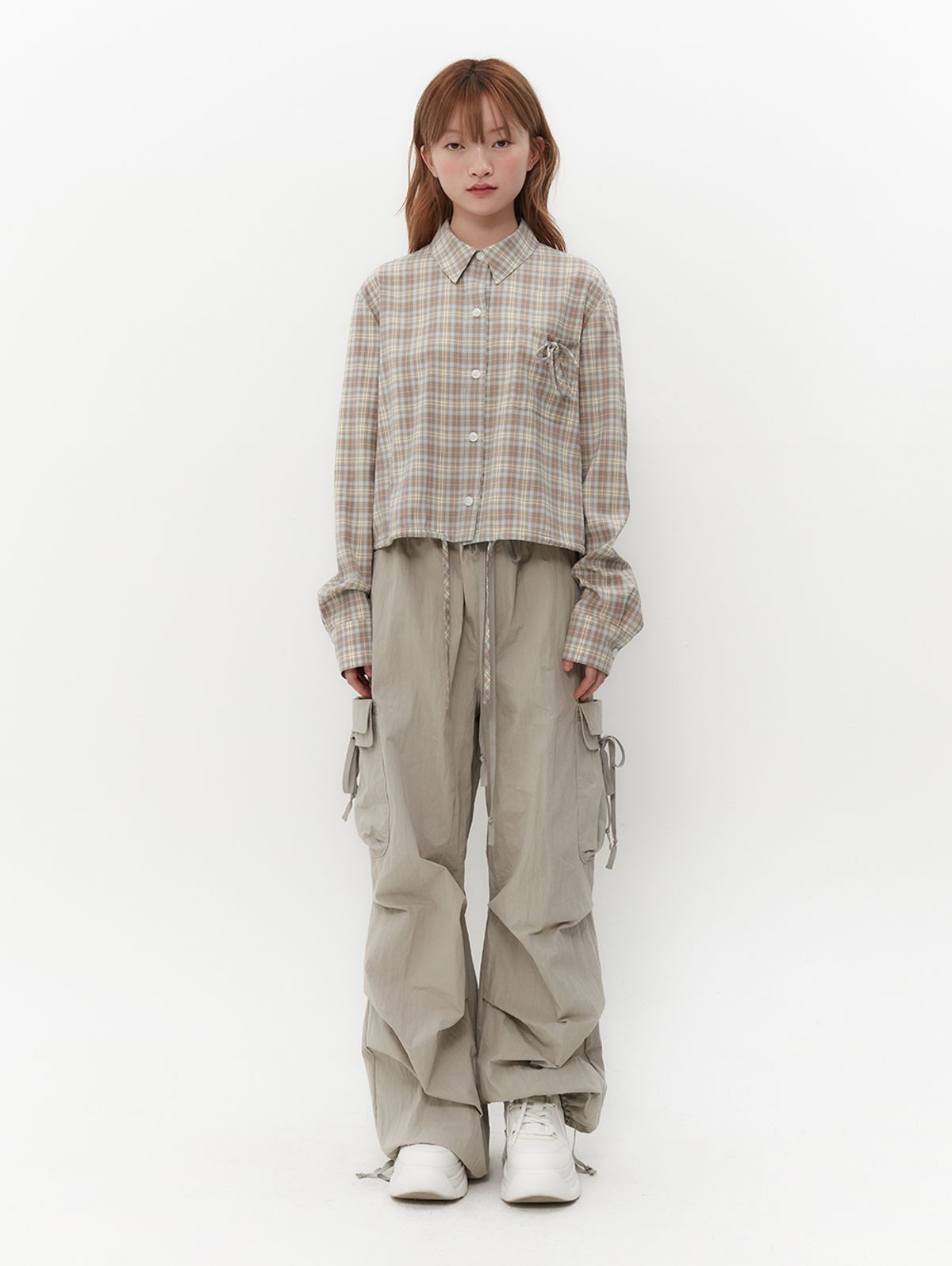 뚜오미오(TUOMIO) STRAPPY CHECK SHIRT [BEIGE]