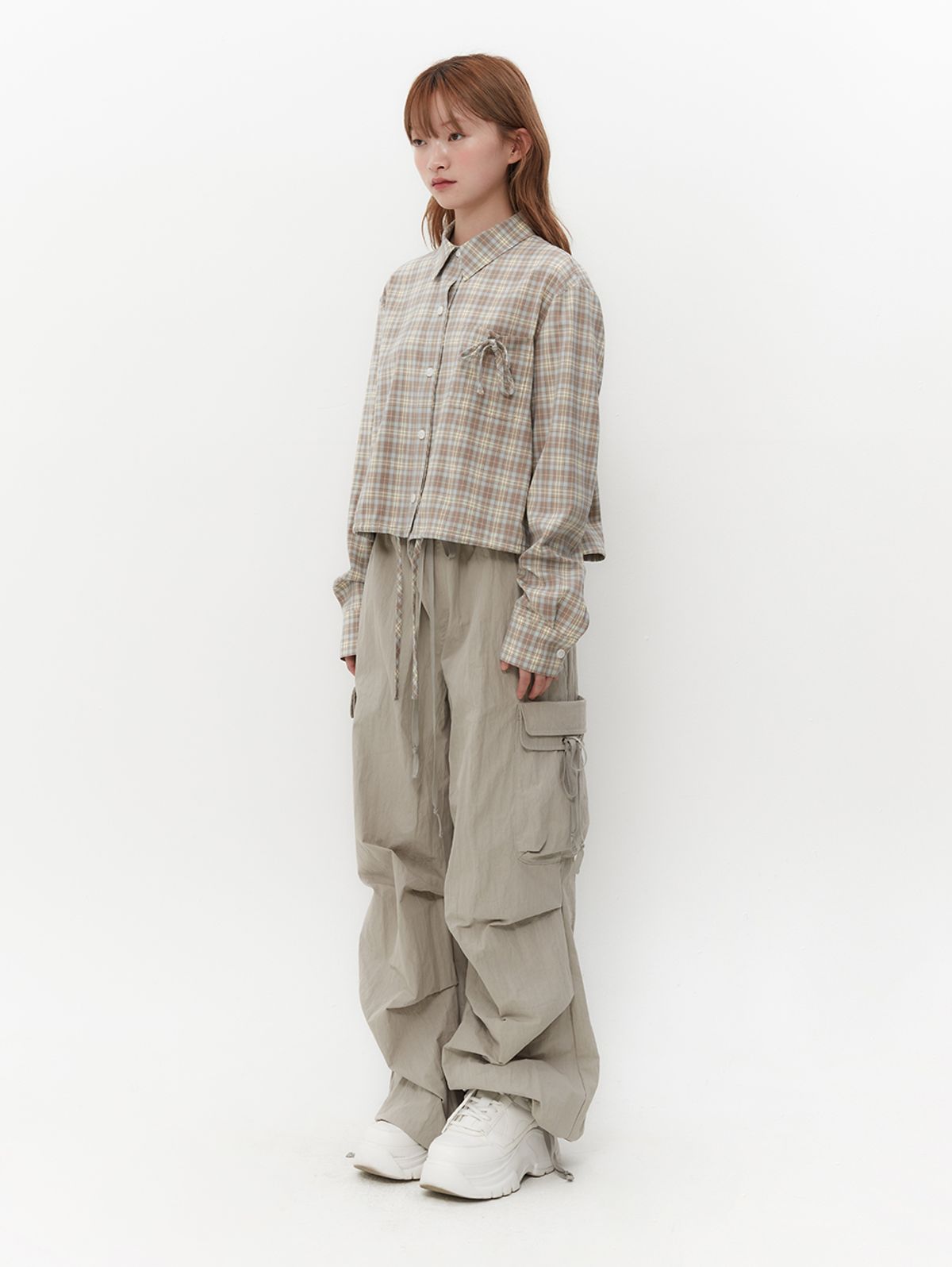 뚜오미오(TUOMIO) STRAPPY CHECK SHIRT [BEIGE]