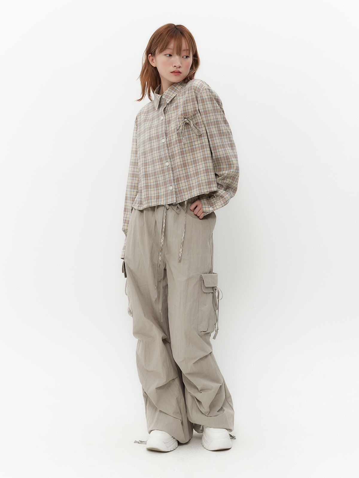 뚜오미오(TUOMIO) STRAPPY CHECK SHIRT [BEIGE]