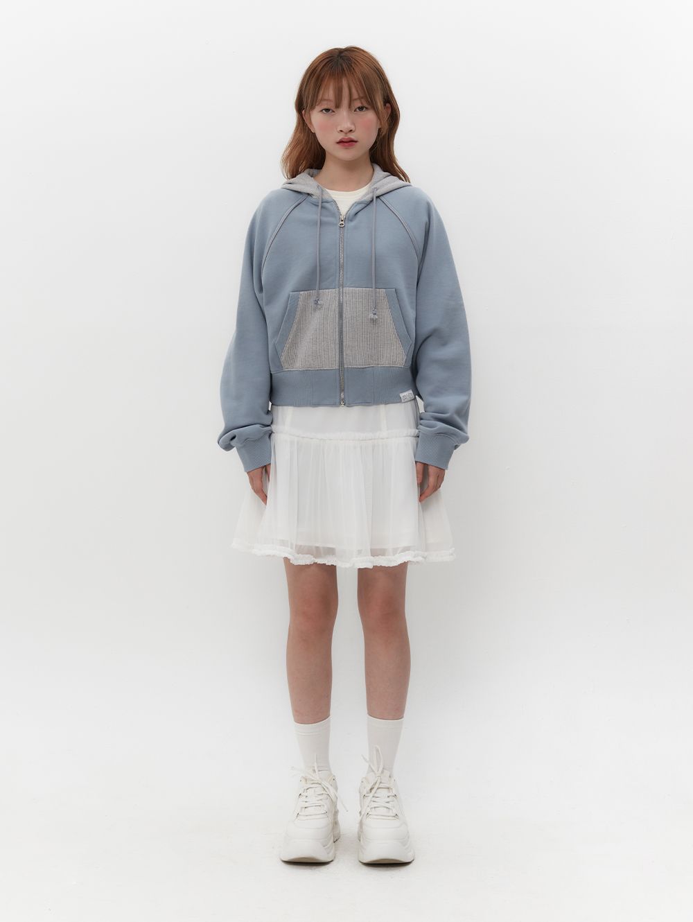MUSINSA公式 | TUOMIO MESH FRILL LAYERED SKIRT [WHITE]