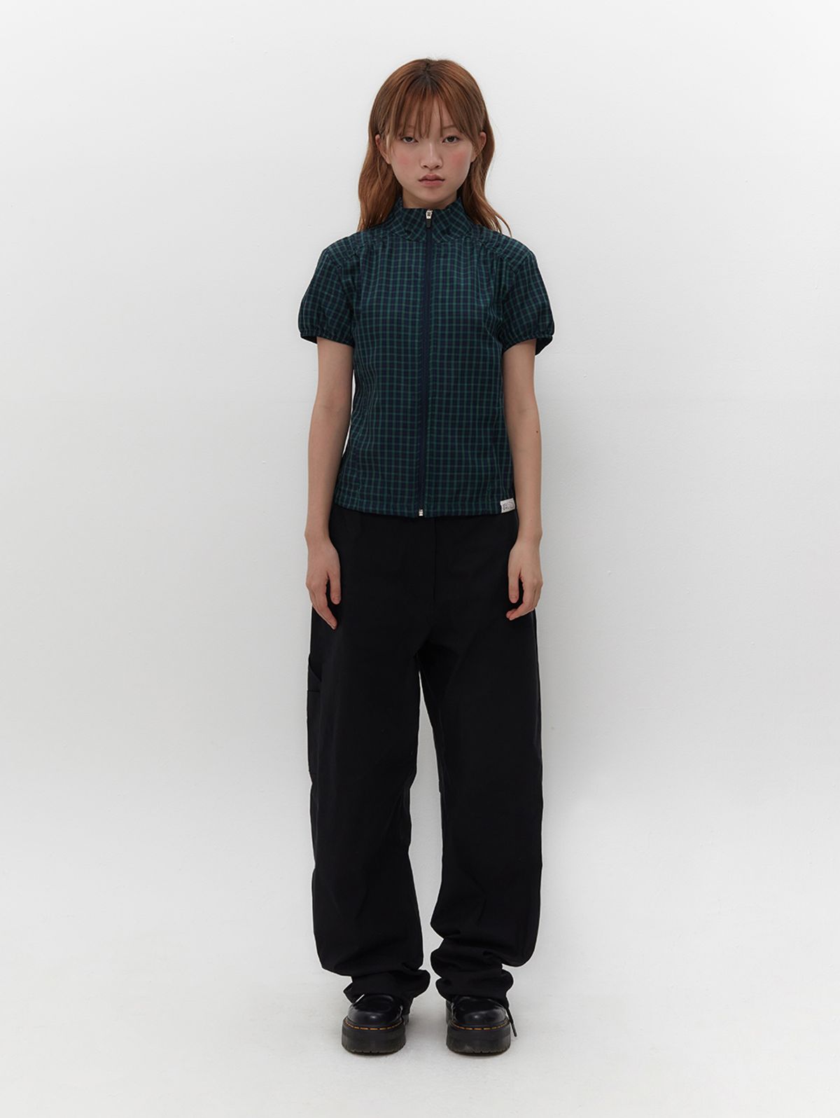 뚜오미오(TUOMIO) CHECK PUFFED ZIP-UP [GREEN]