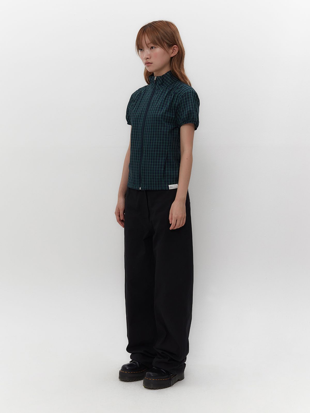 뚜오미오(TUOMIO) CHECK PUFFED ZIP-UP [GREEN]