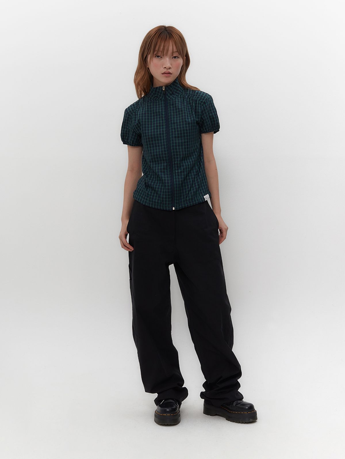 뚜오미오(TUOMIO) CHECK PUFFED ZIP-UP [GREEN]