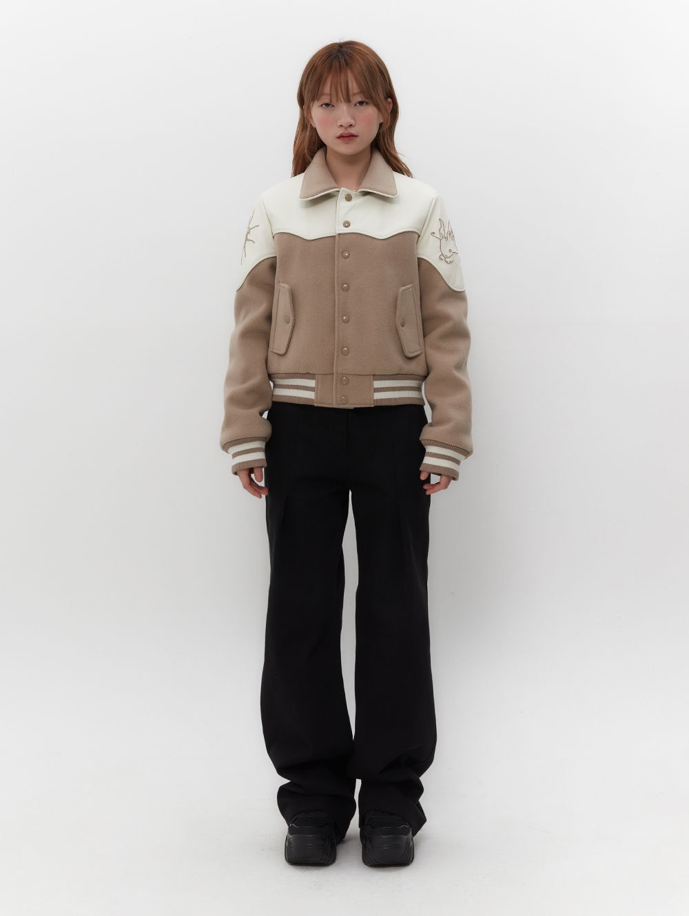 MUSINSA公式 | TUOMIO WESTERN VARSITY JACKET [BEIGE]