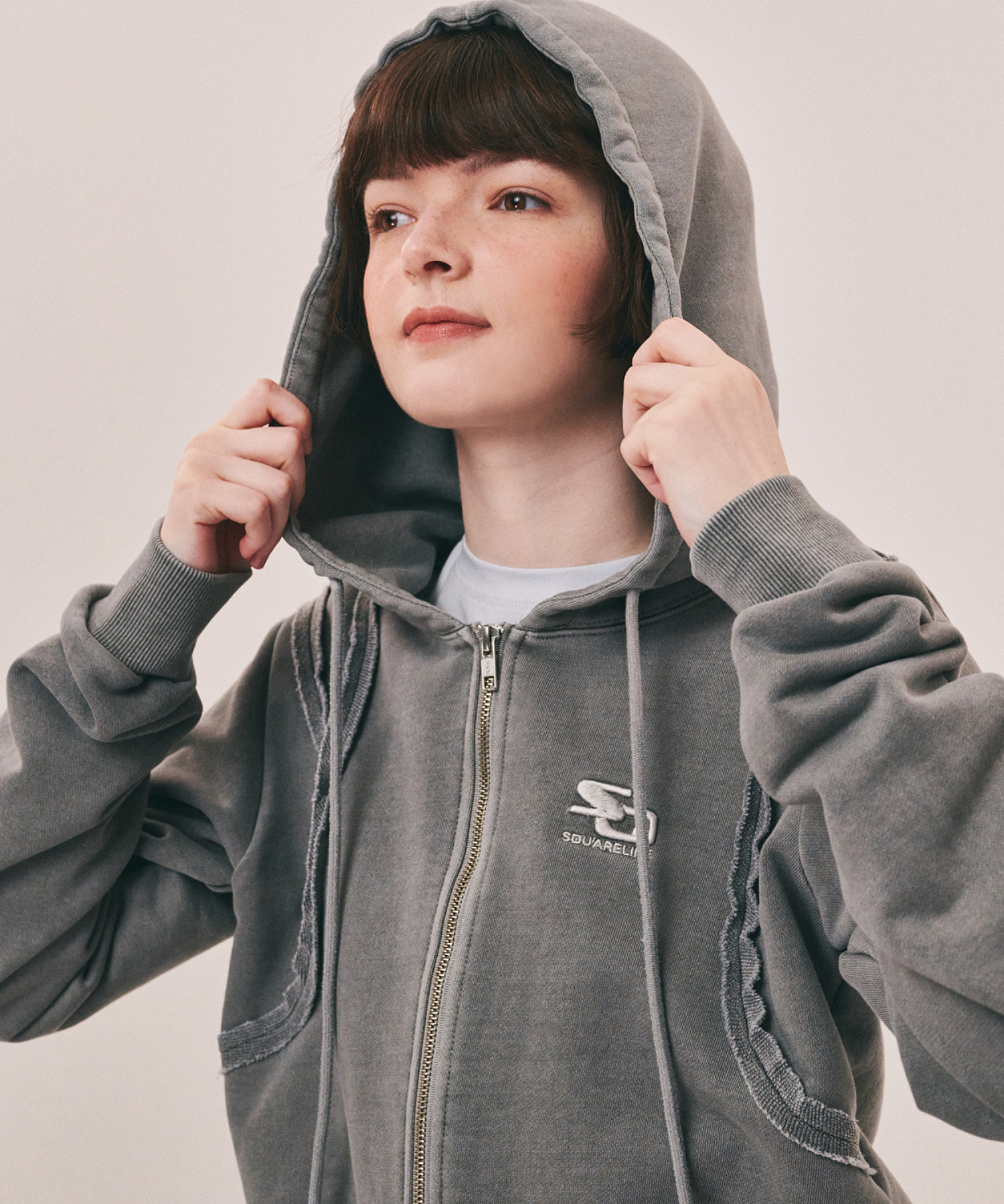 malowさま専用　2ほん MUSINSA公式 | SQUARELINE Line Cut Off 2way Hood Zip-up - 3color