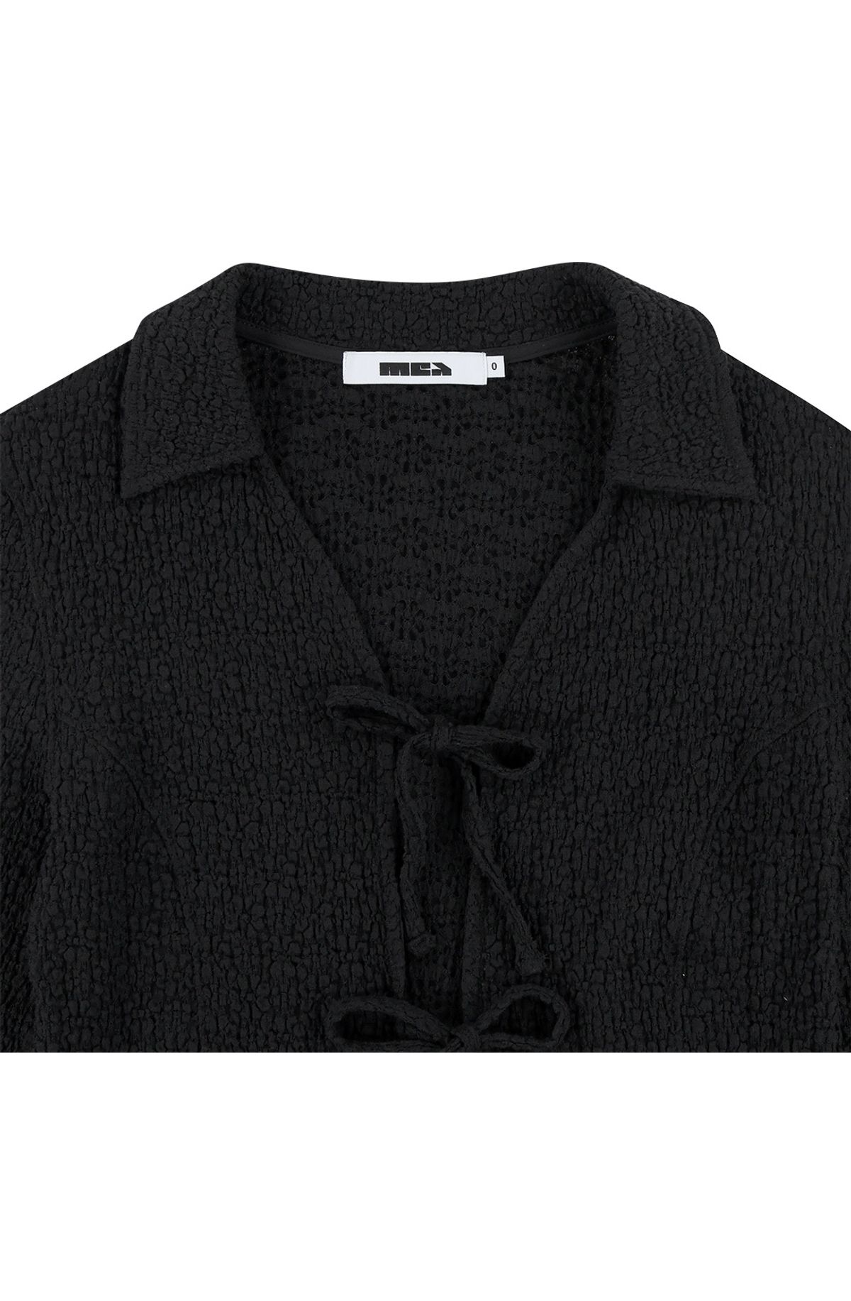 메아(MEA) LACE RIBBON SHIRT  [BLACK]