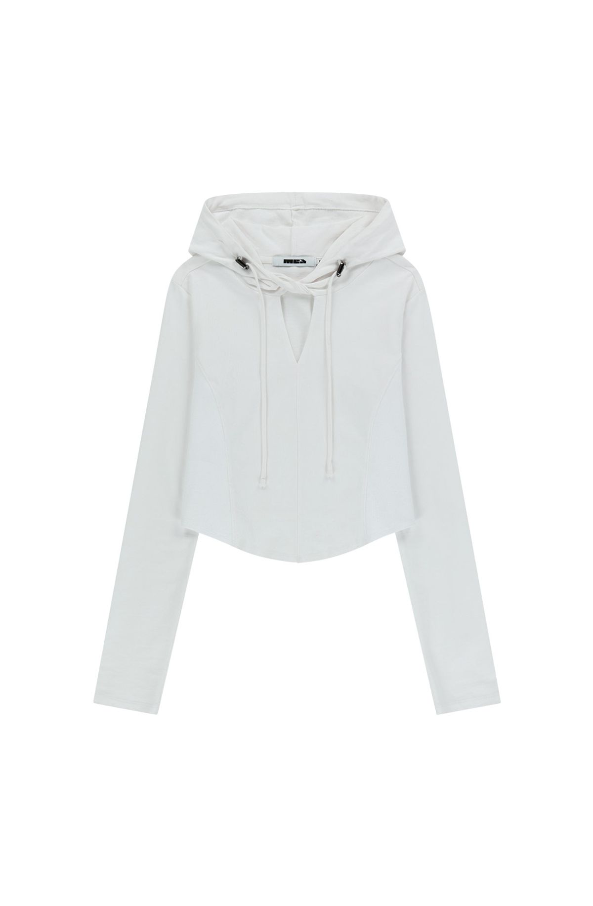 메아(MEA) CUTOUT SLIM HOODIE TOP [WHITE]