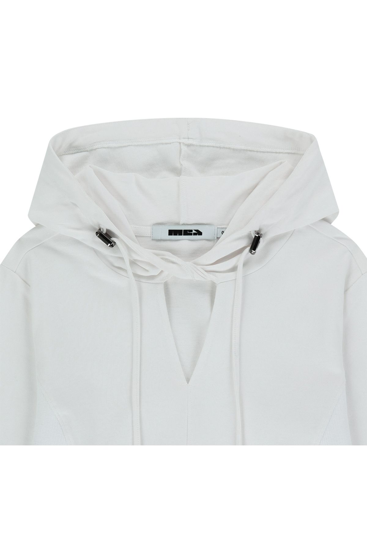 메아(MEA) CUTOUT SLIM HOODIE TOP [WHITE]