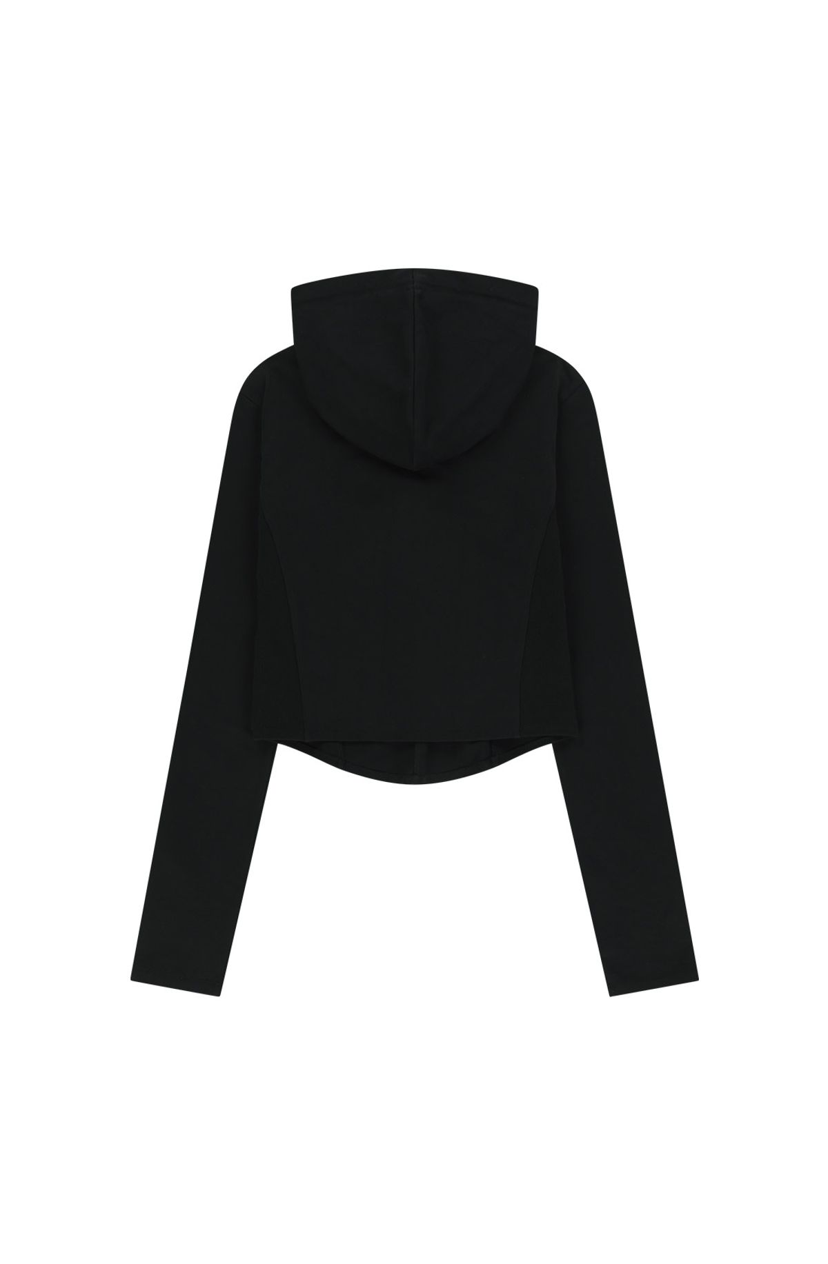 메아(MEA) CUTOUT SLIM HOODIE TOP [BLACK]