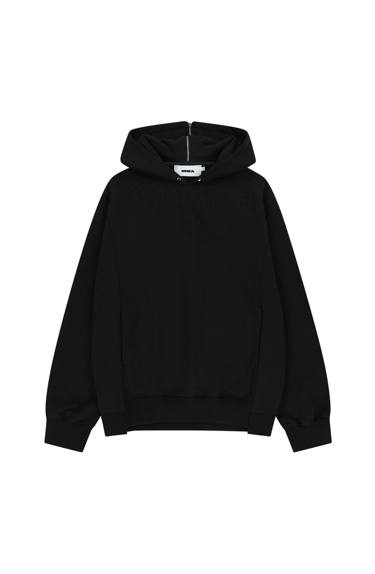 메아(MEA) POINT ZIP OVERSIZED HOODIE [BLACK]