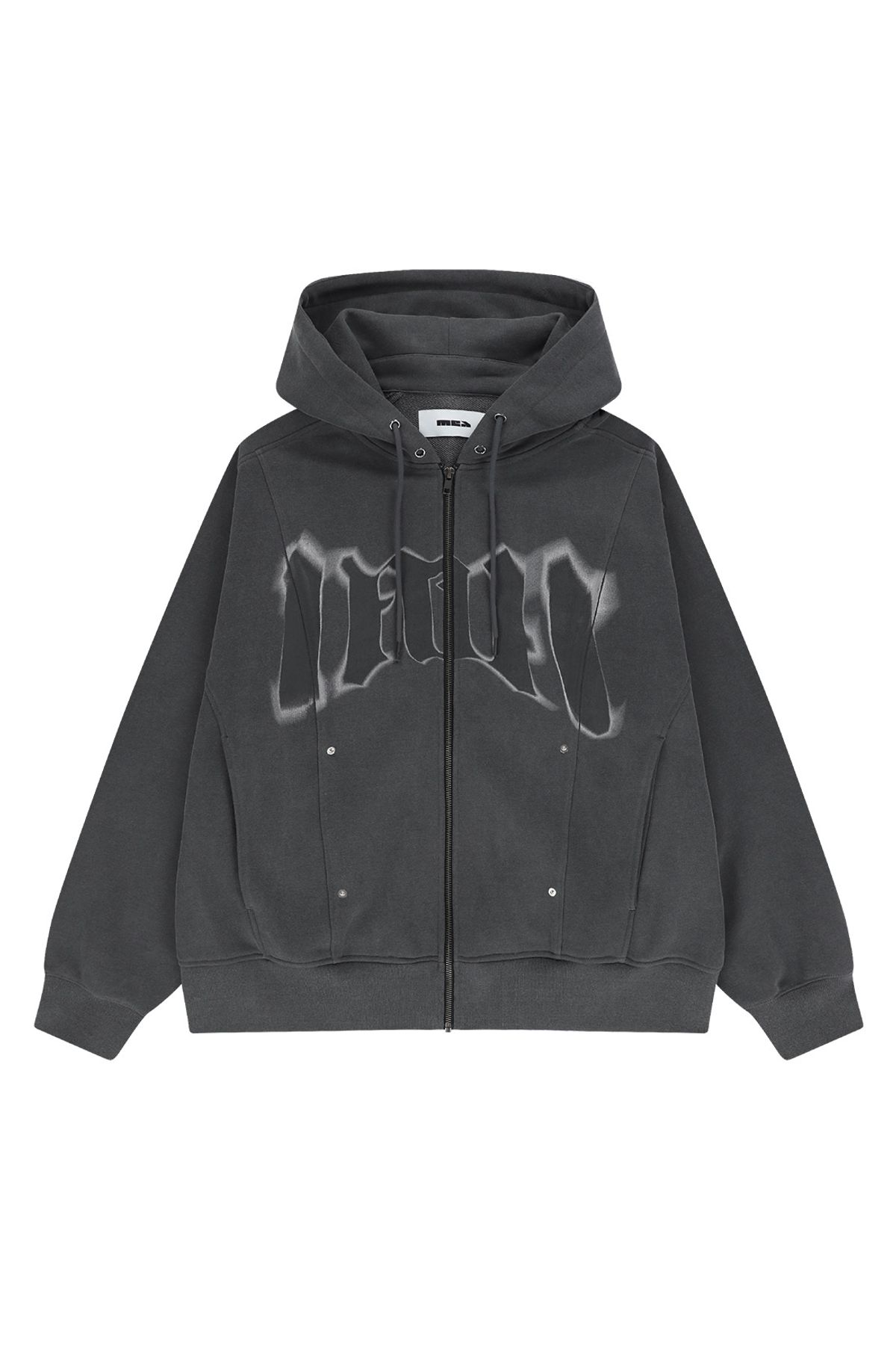 메아(MEA) GRAPHIC PANELED HOOD ZIP  [DARK GREY]
