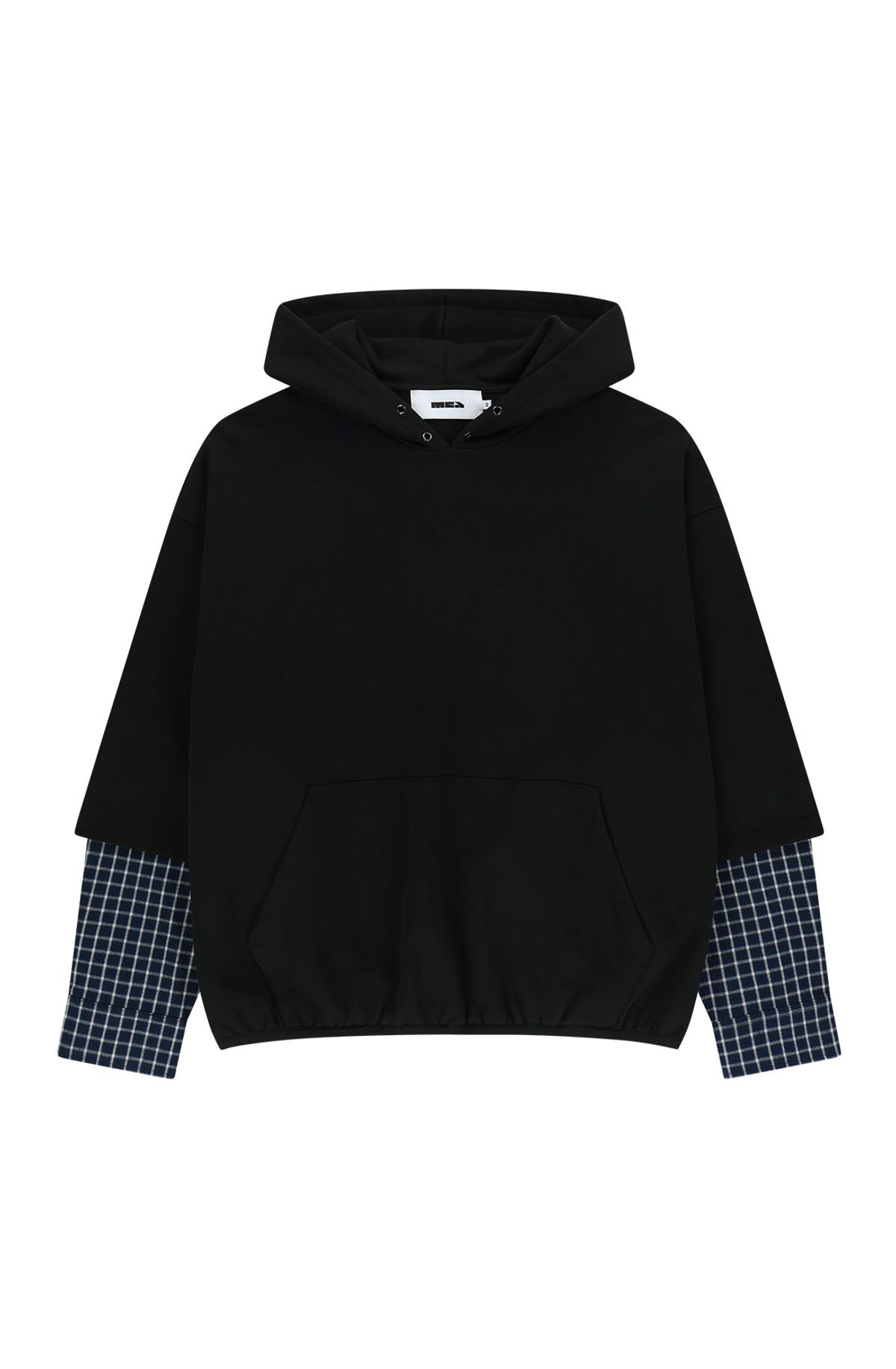 메아(MEA) CHECK MIX HOODIE [BLACK]